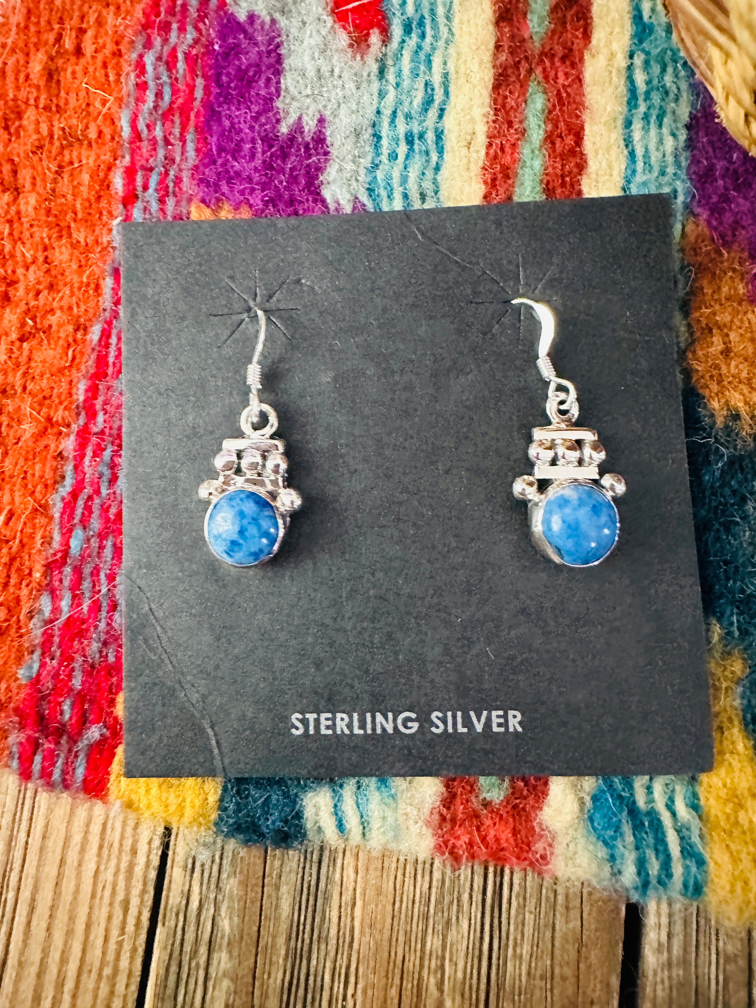Handcrafted Lapis & Sterling Silver Dangle Earrings