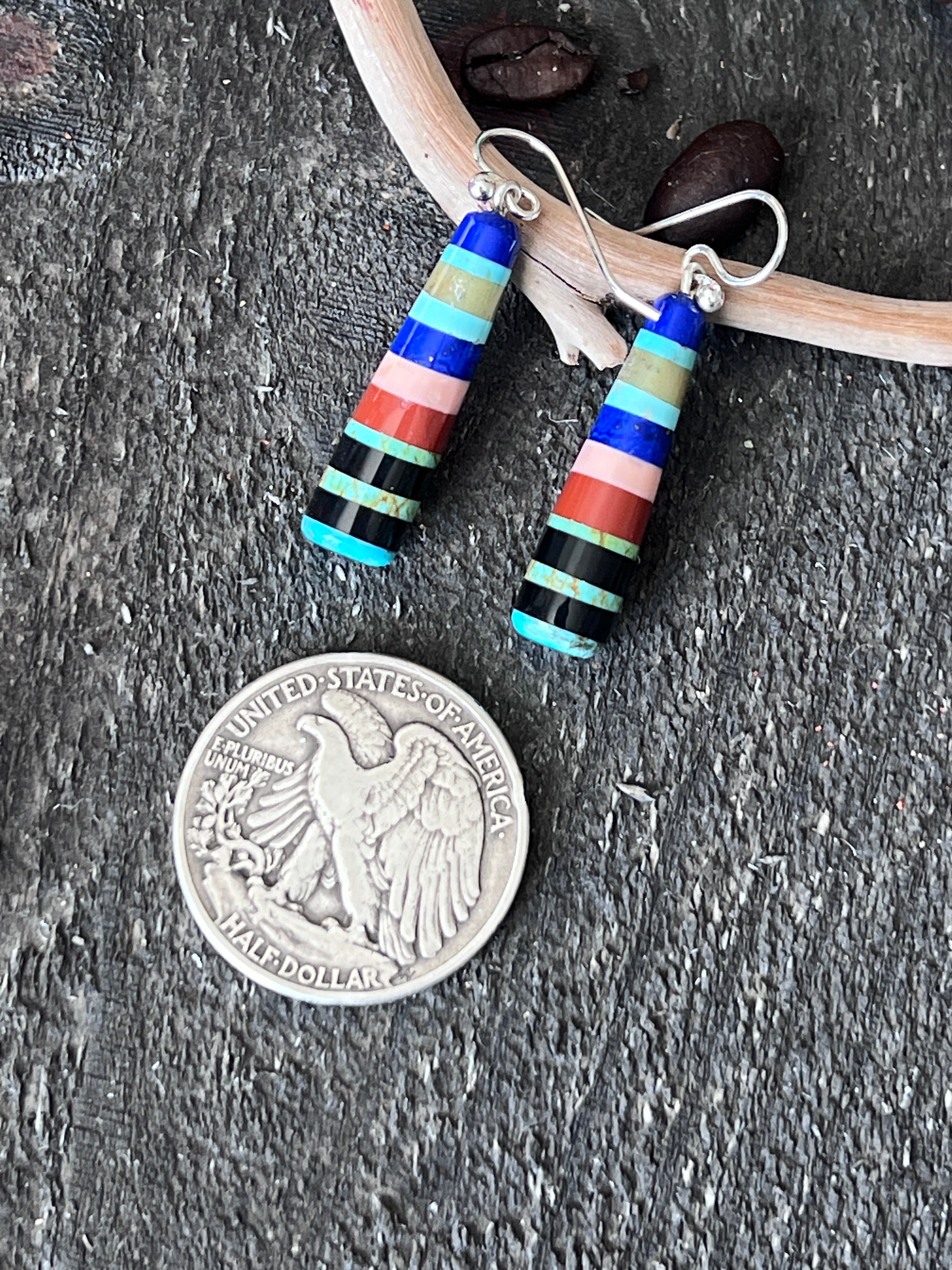 Santo Domingo Layered Multistone Earrings by Ronald Chavez, Stacked Gems #3