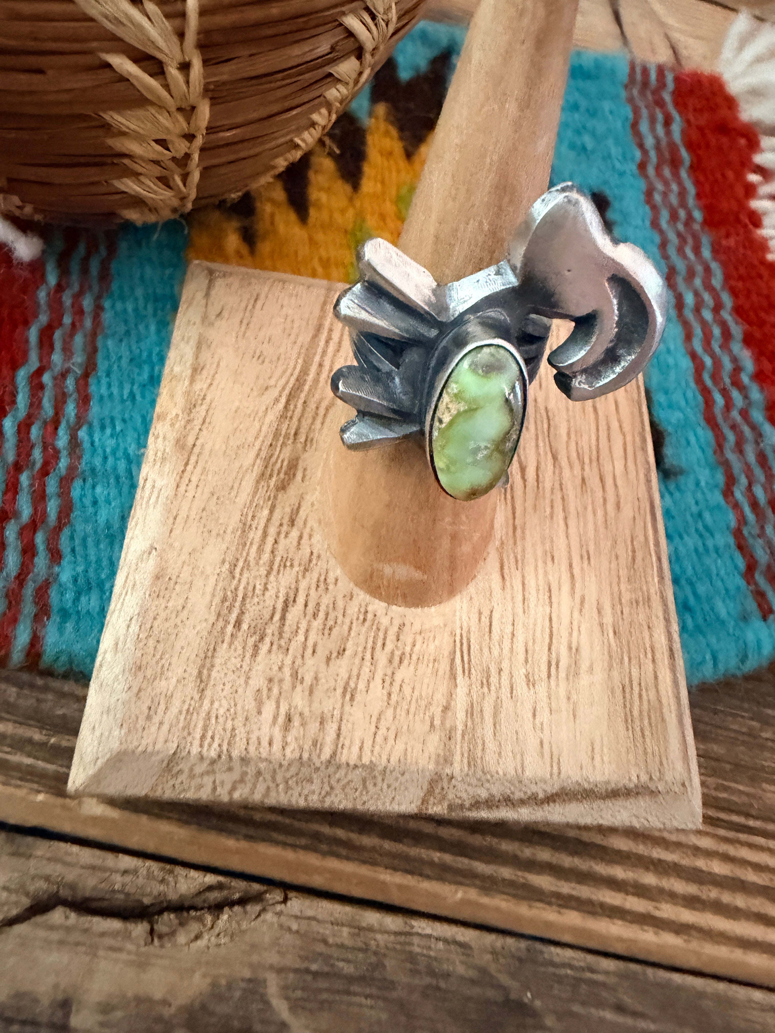 Handcrafted Palomino Turquoise and Sterling Silver Goat Ring size 6 by Chimney Butte