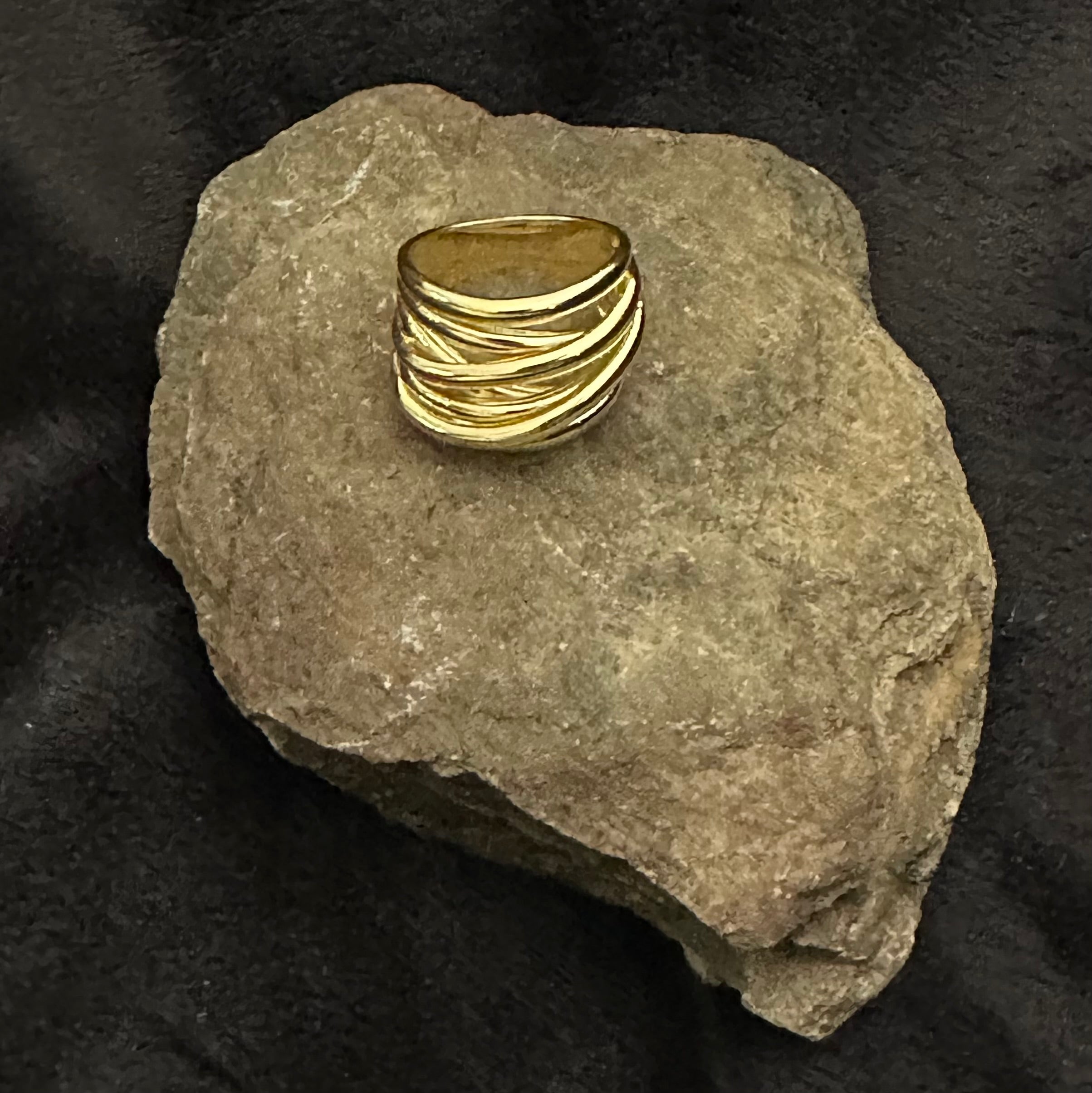 Sterling Silver Gold Rebecca Layered Stacking Ring