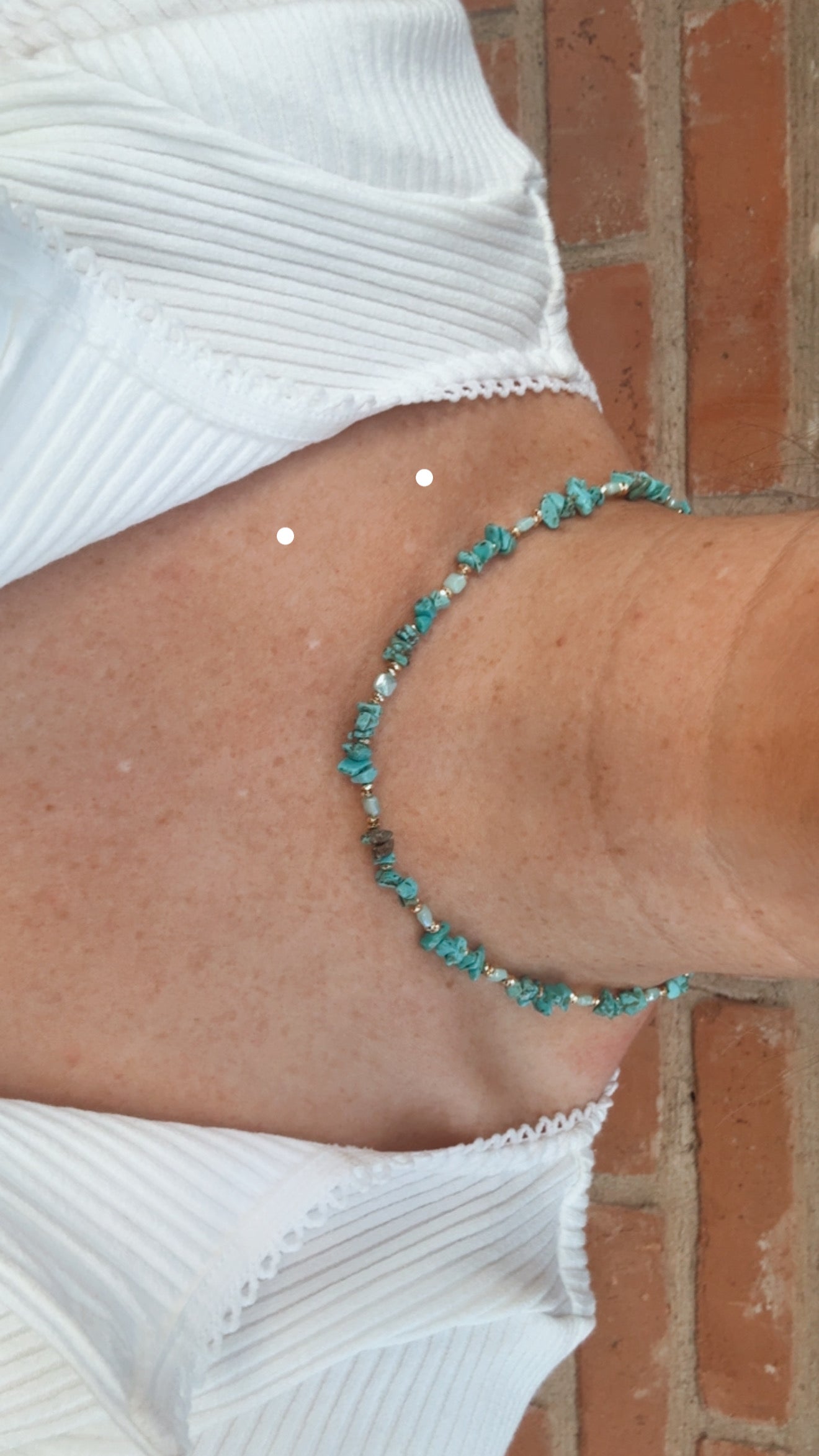 “The Golden Collection” Desert Darling Handmade Turquoise Beaded Gold Plated Beaded Necklace