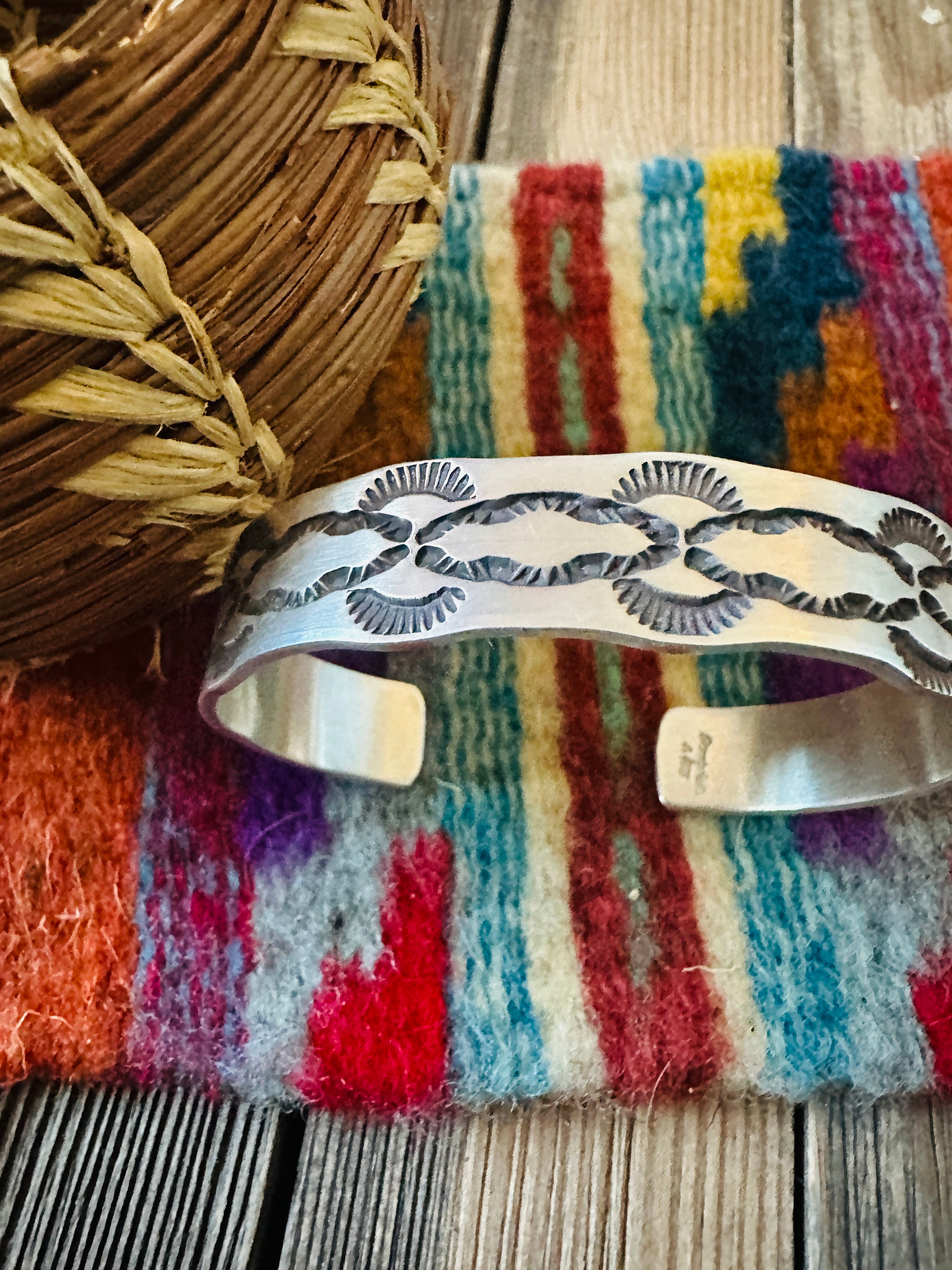 Handcrafted Old Pawn Sterling Silver Cuff Bracelet