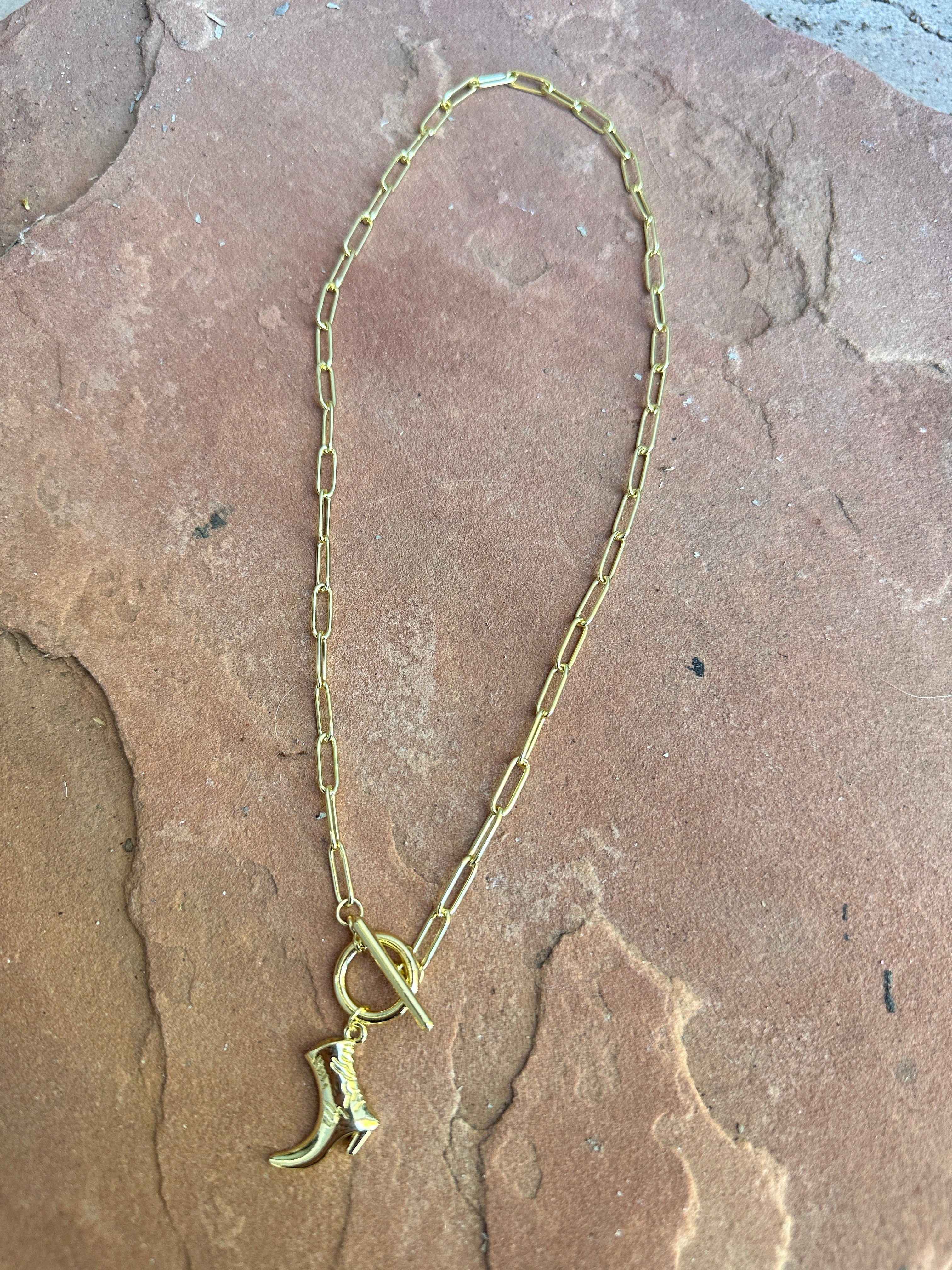 “The Golden Collection” Handmade 14k Gold Plated BOOT Necklace