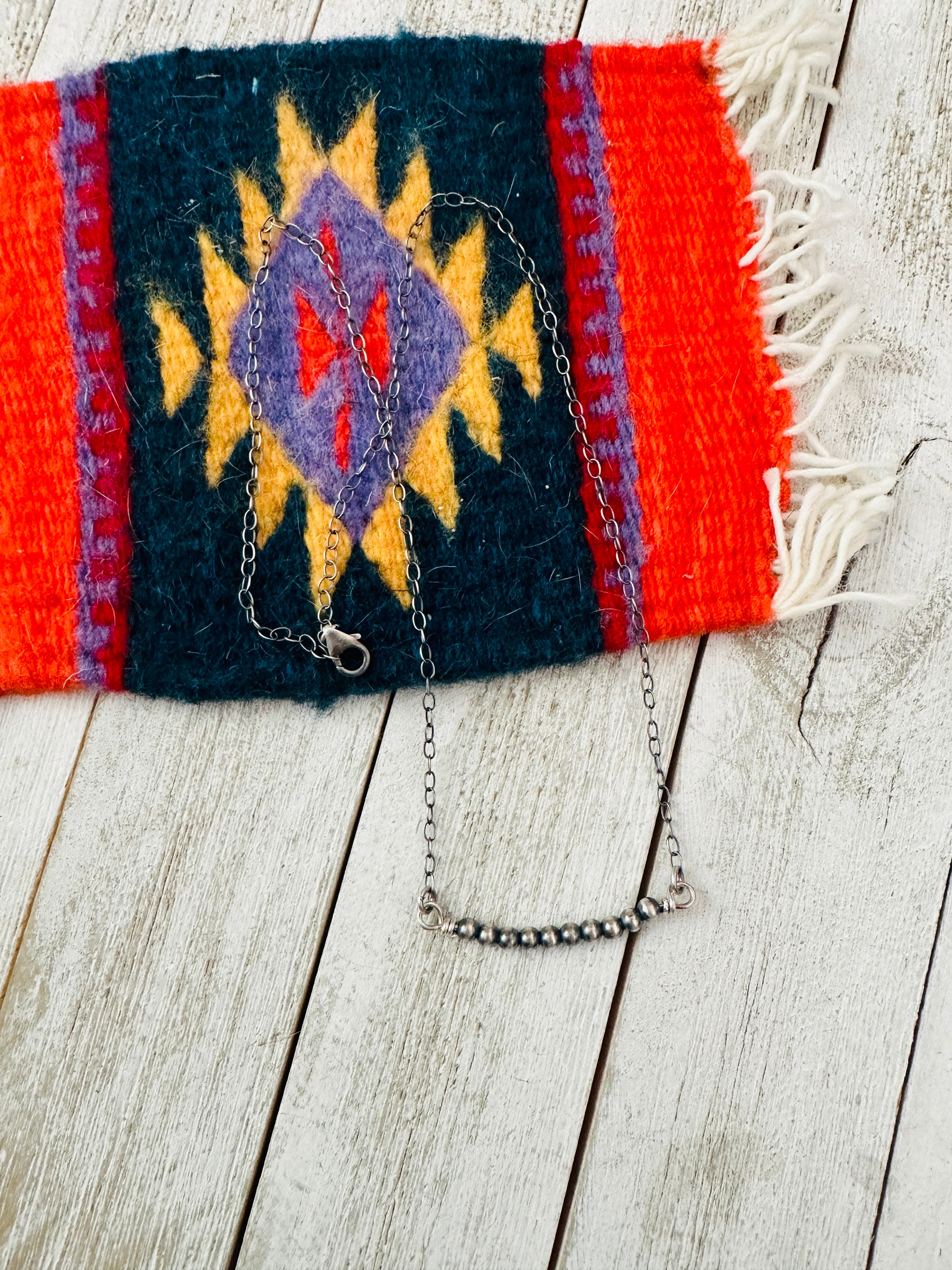 Navajo Sterling Silver Beaded Chain Necklace