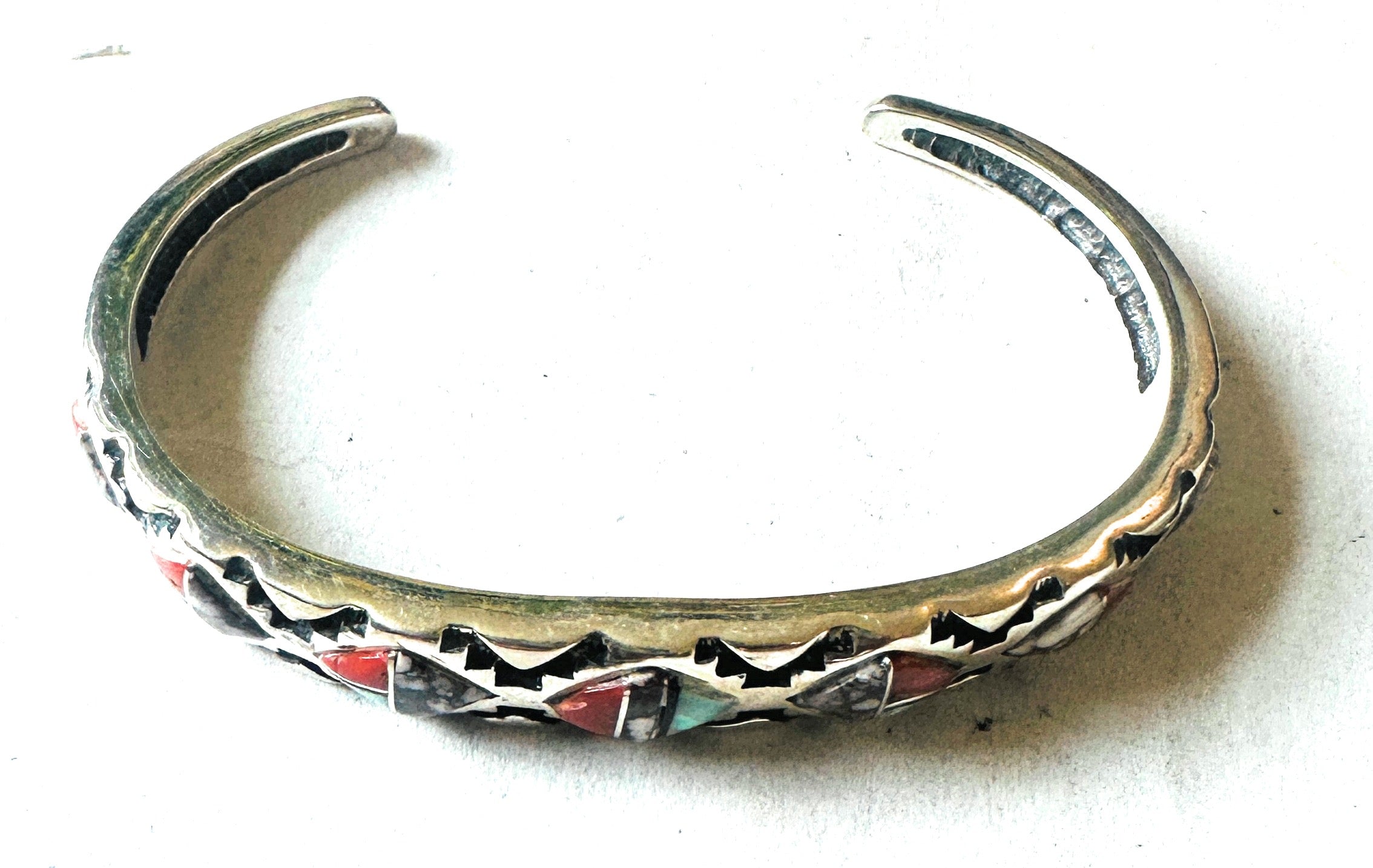 Navajo Multi Stone & Sterling Silver Inlay Cuff Bracelet