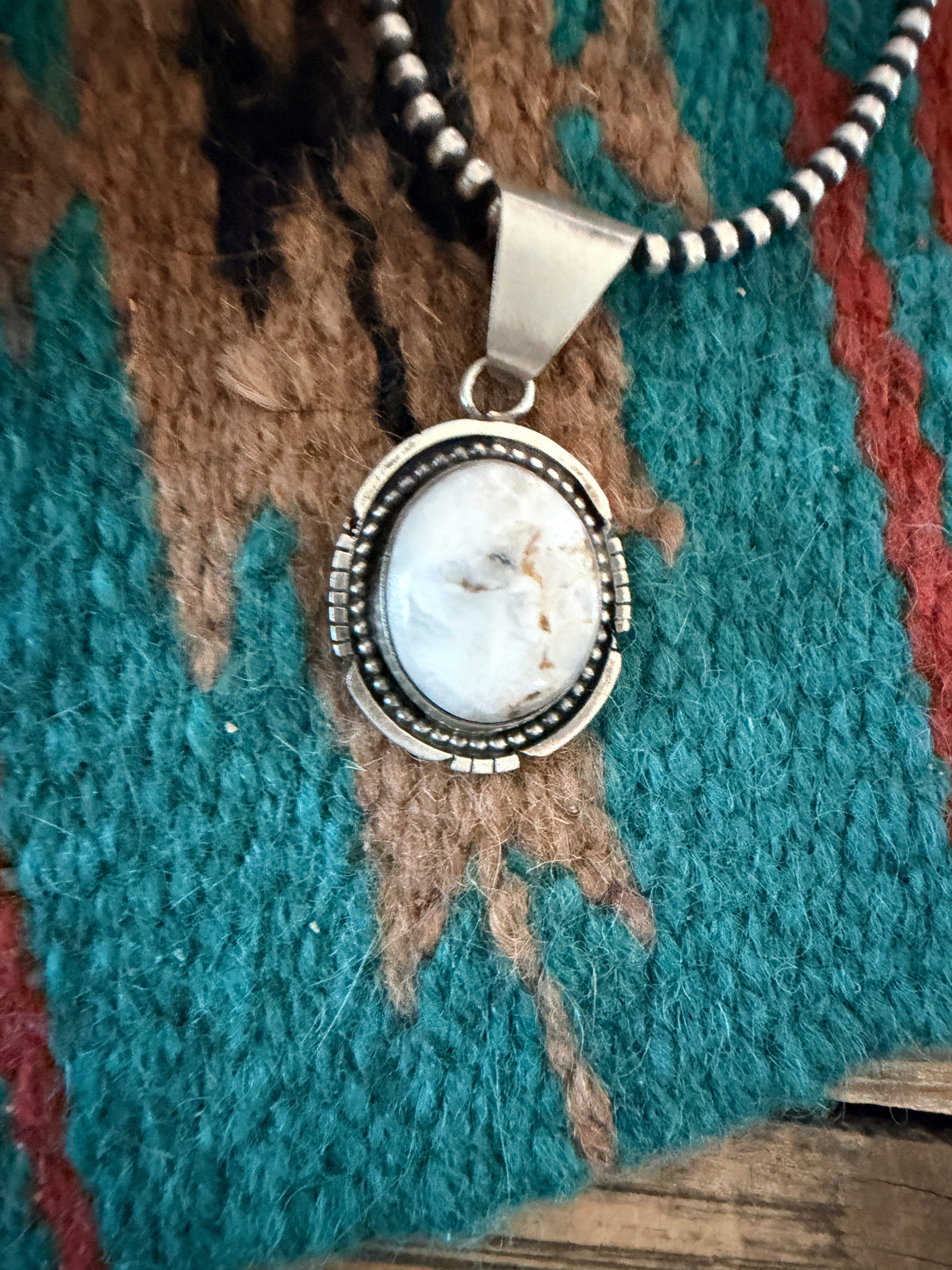Handcrafted Sterling Silver & White Buffalo Pendant