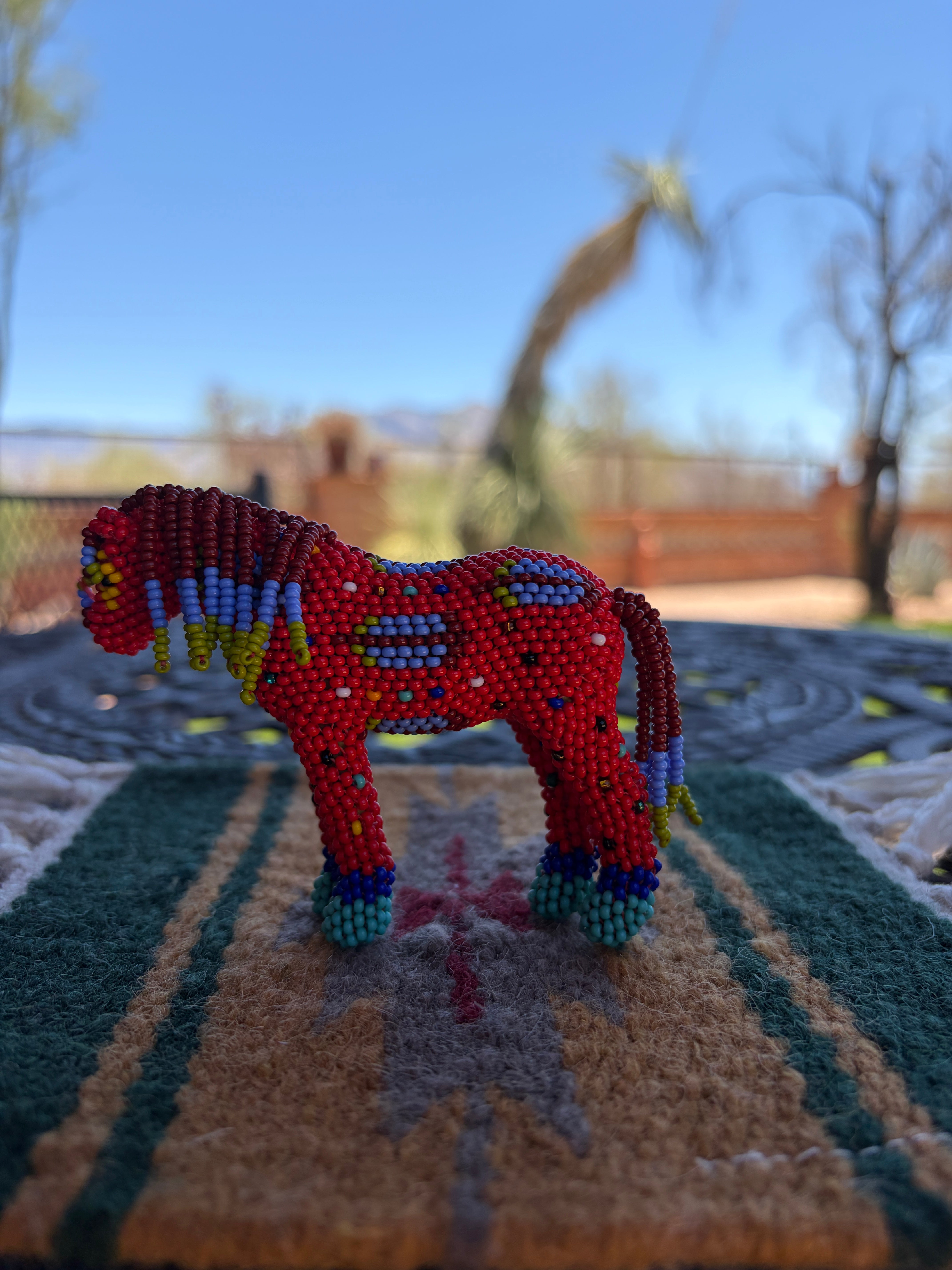 Handmade Peyote Stitched Horse Figurine-Red 9
