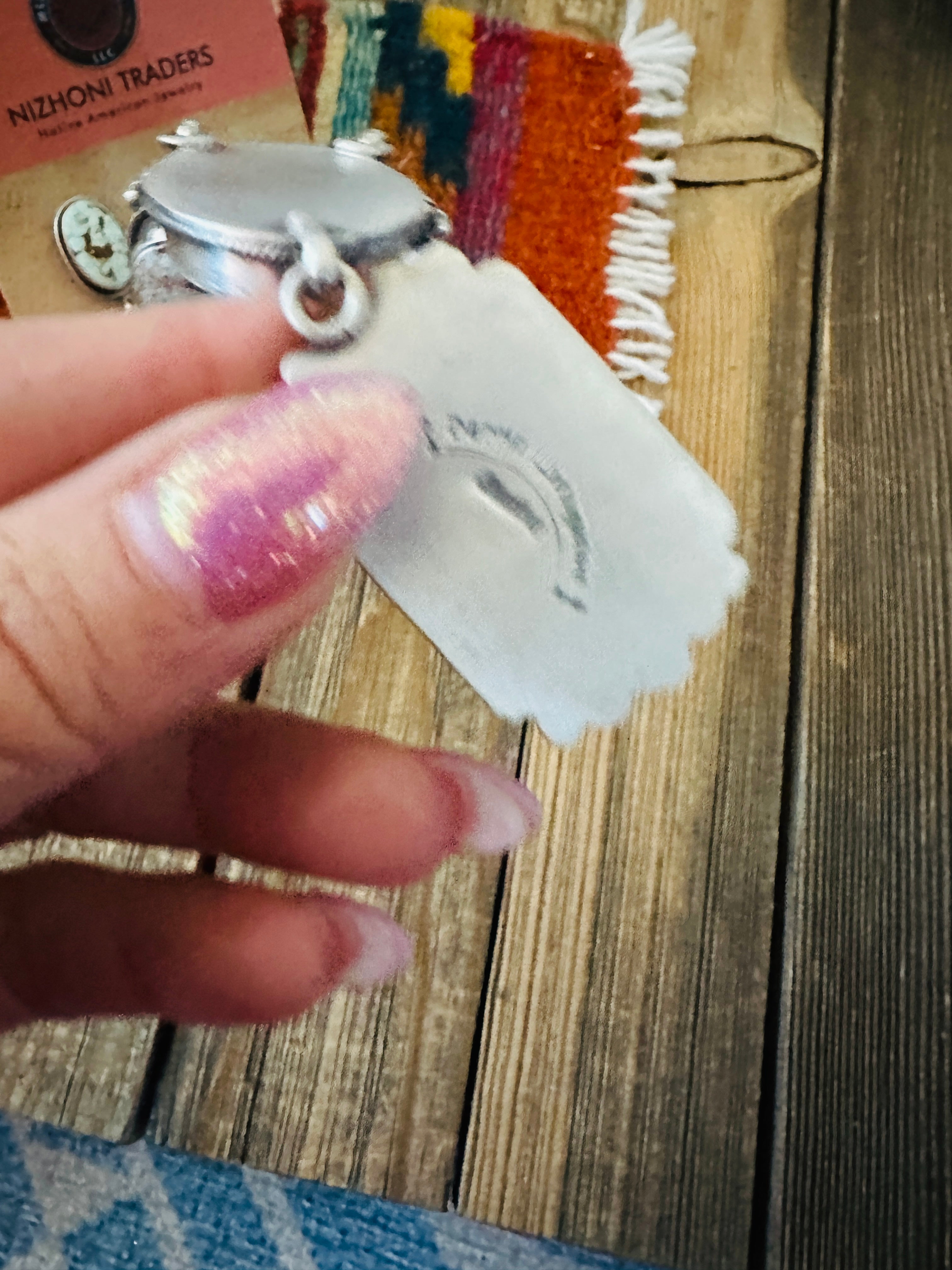 Handcrafted Dry Creek Turquoise & Sterling Silver Necklace and Earring Set by Darrin Livingston