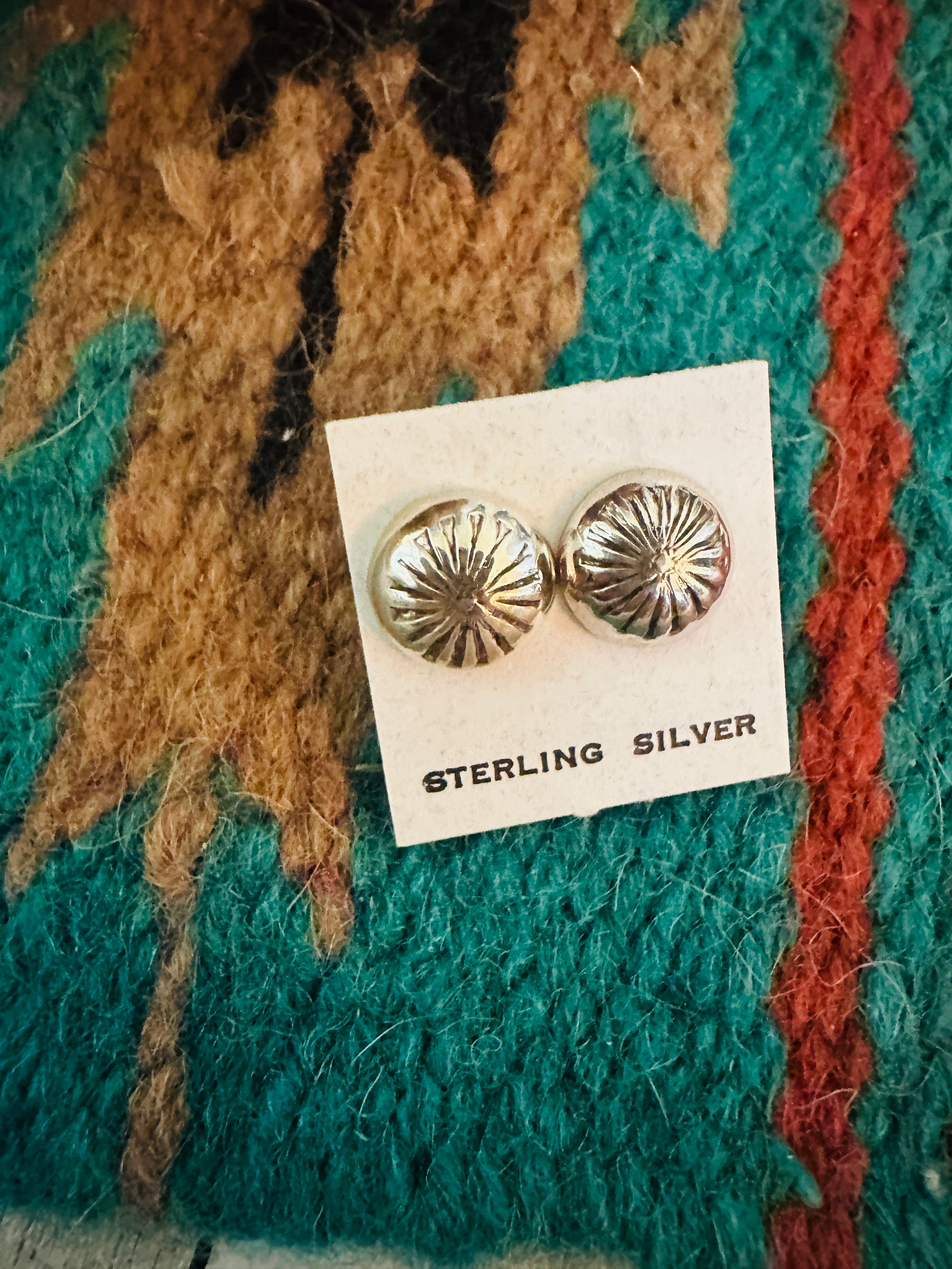 Navajo Sterling Silver Concho Stud Earrings