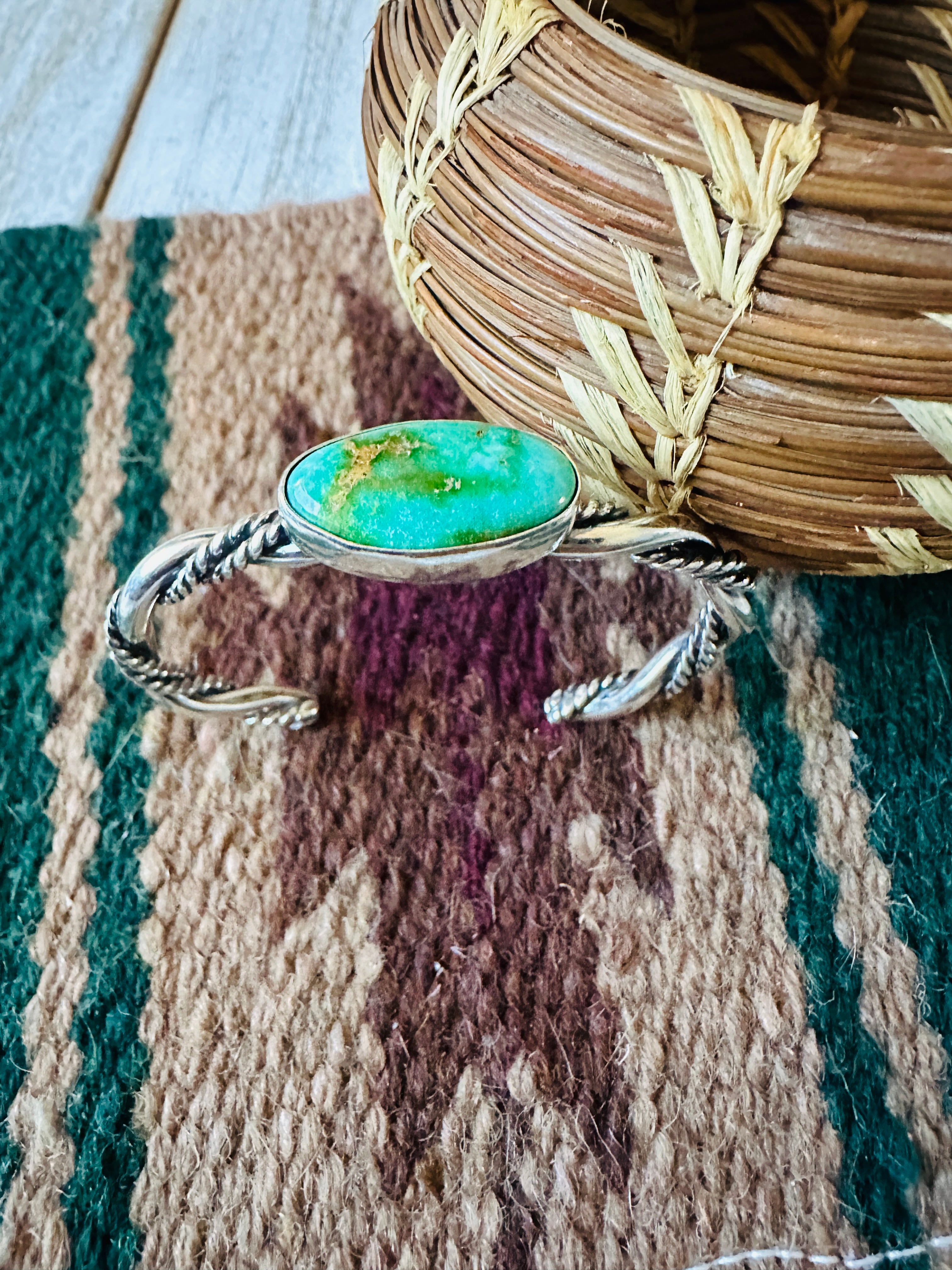 Navajo Sonoran Mountain Turquoise & Sterling Silver Cuff Bracelet