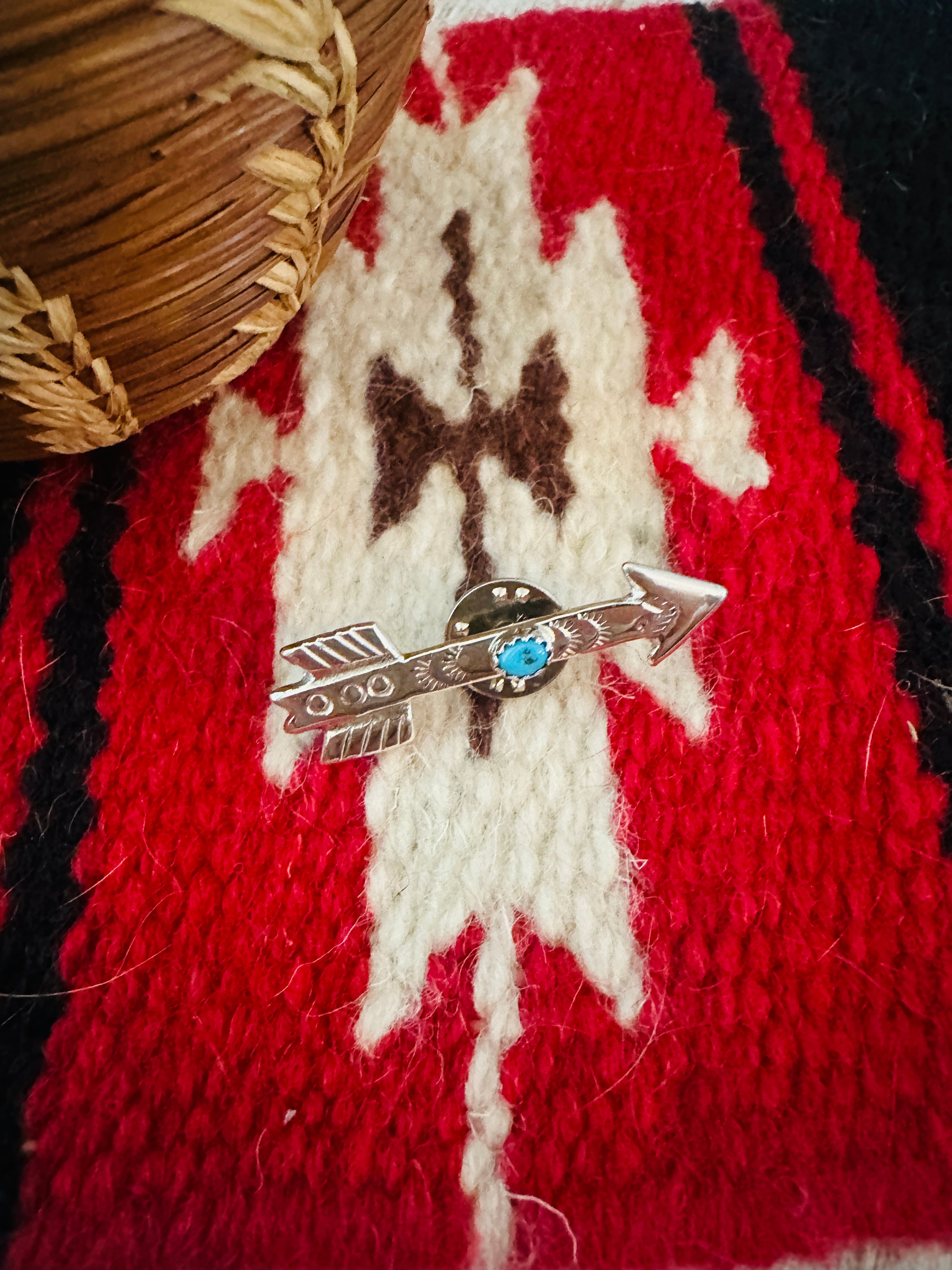 Navajo Turquoise & Sterling Silver Arrow Brooch