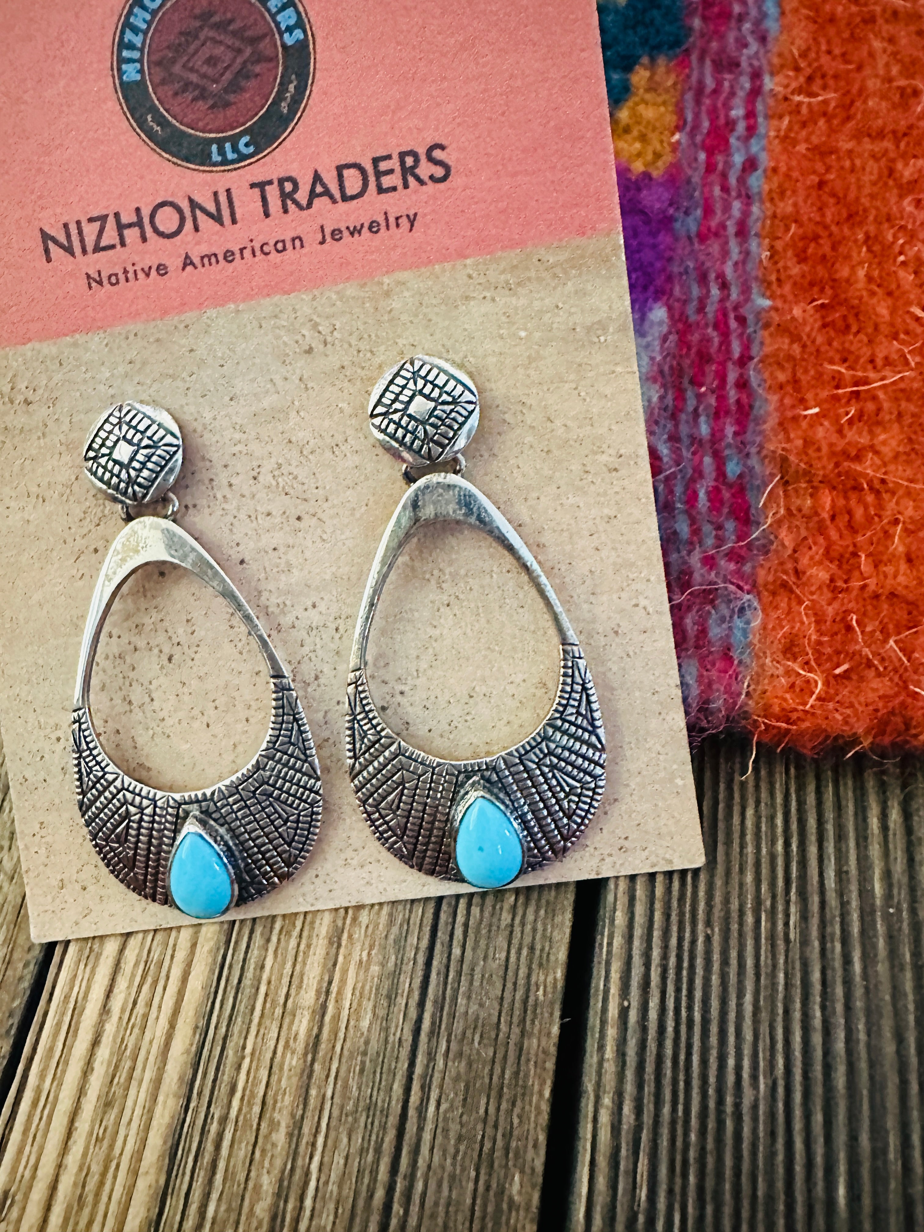 Handcrafted Turquoise & Sterling Silver Dangle Earrings