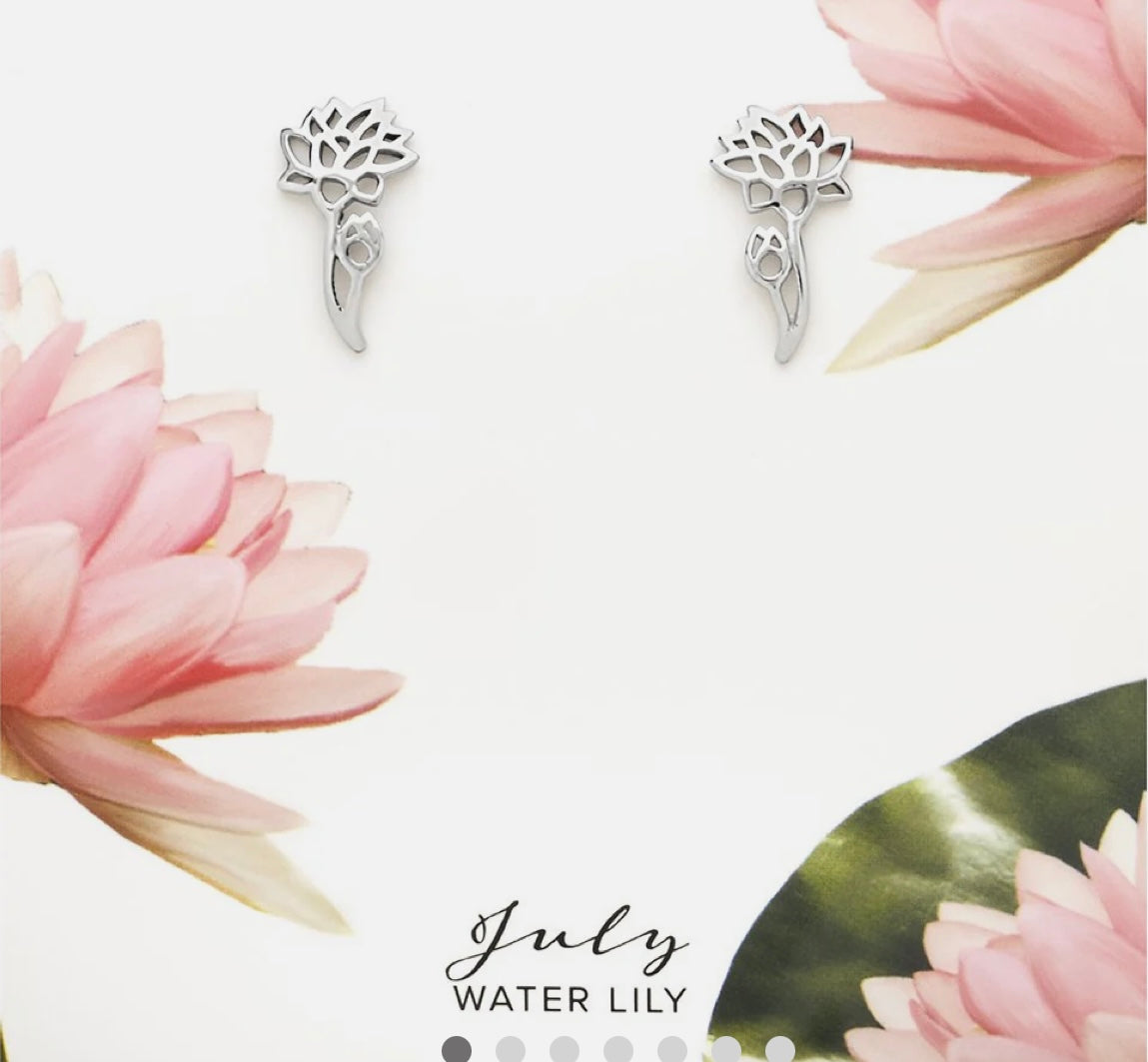 Sterling Silver Birthday Flower Stud Earrings July
