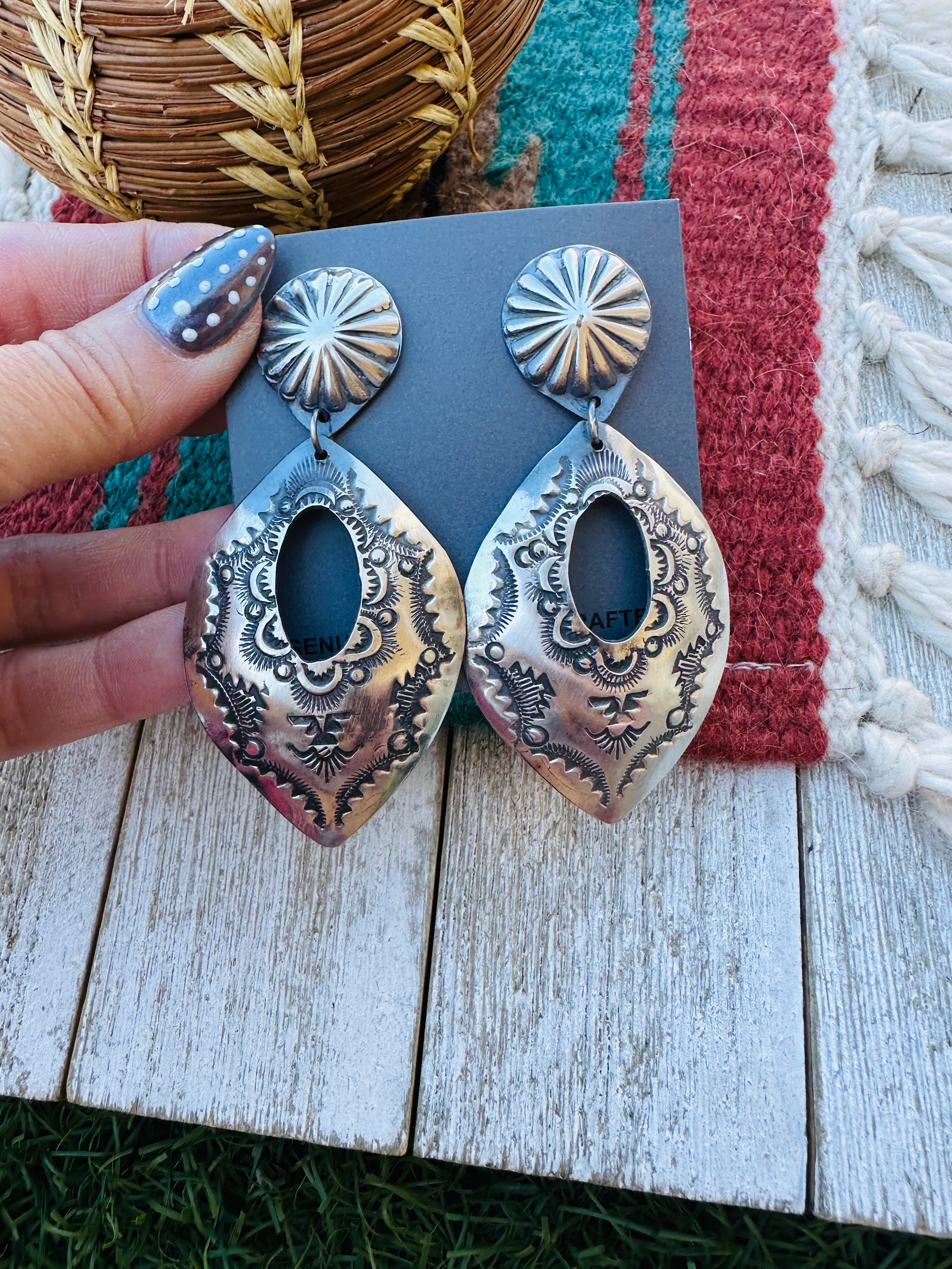 Handcrafted Sterling Silver Concho Dangle Earrings