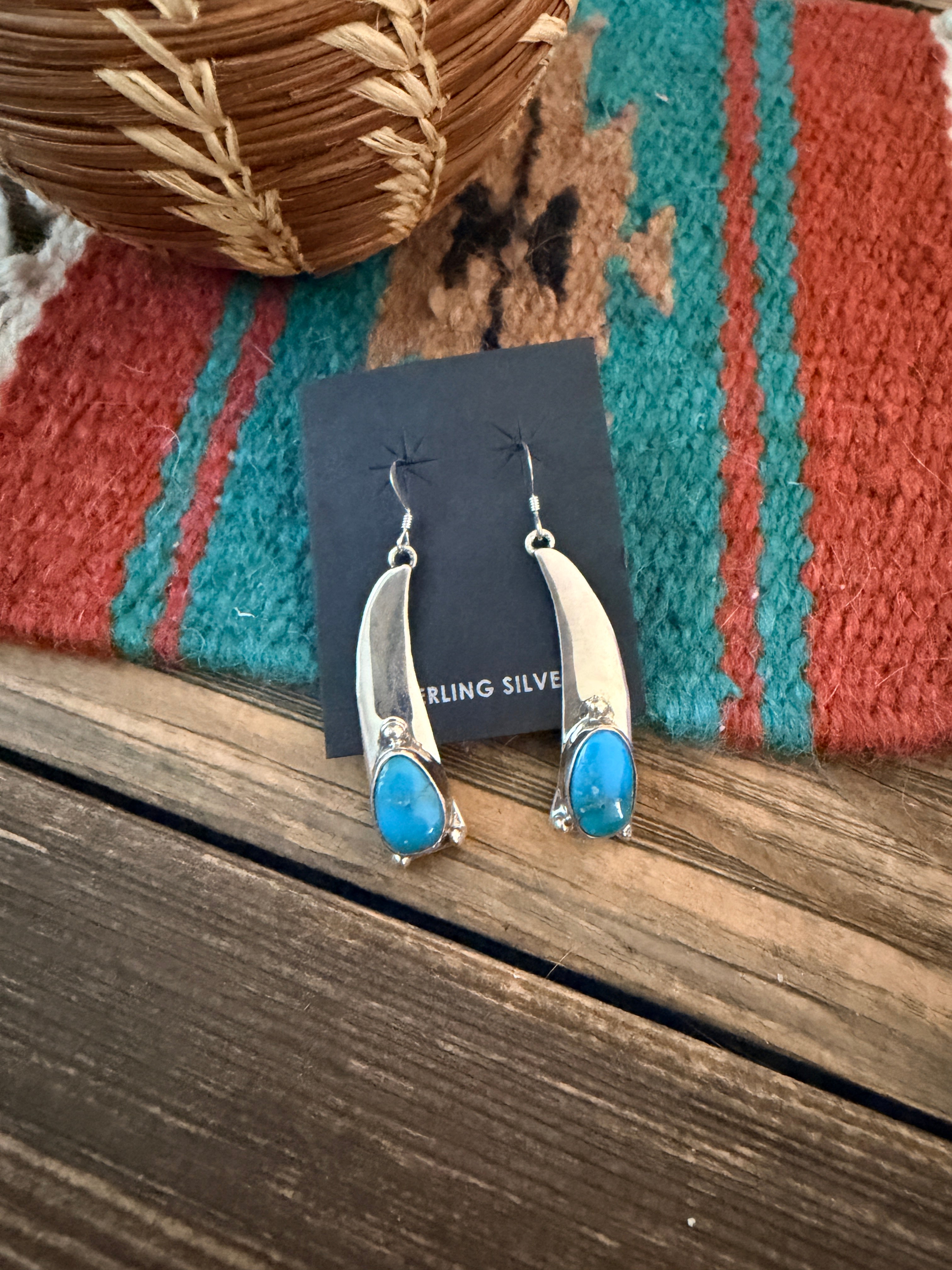 Handcrafted Turquoise & Sterling Silver Dangle Earrings