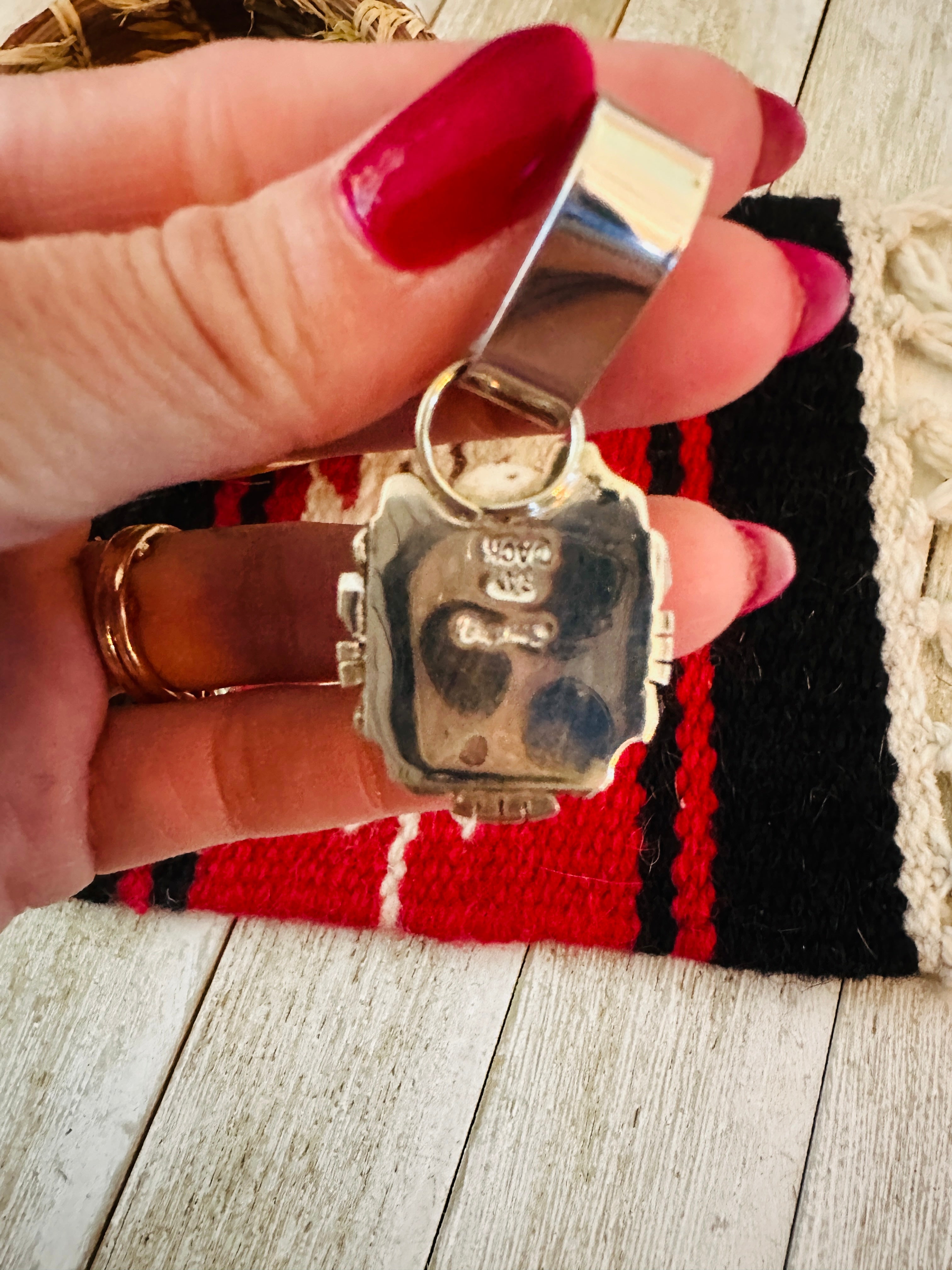 Handcrafted Sterling Silver and Multi Stone Inlay Pendant by Ray Jack