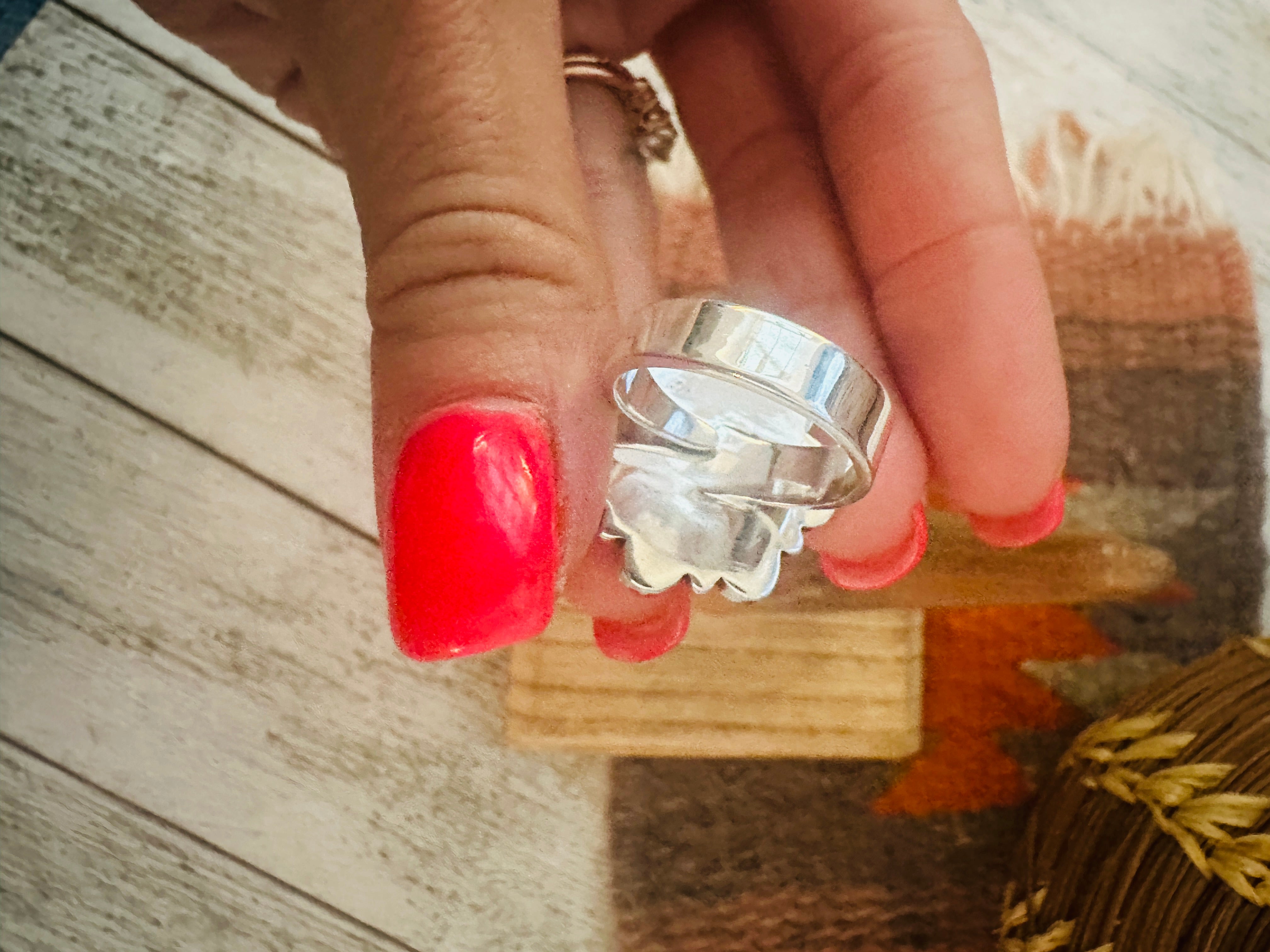 Handmade Purple Mojave & Sterling Silver Adjustable Flower Ring