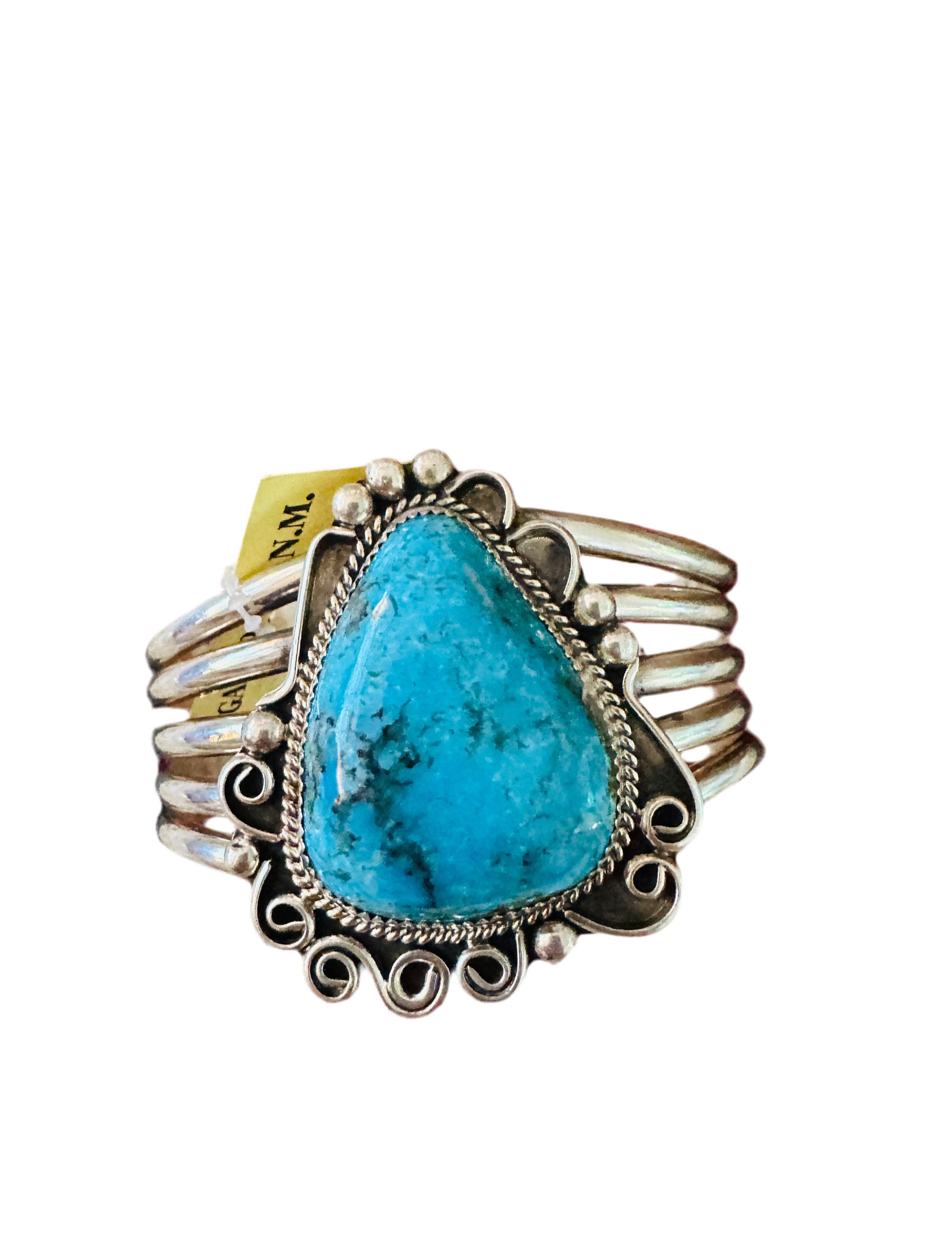 Old Pawn  Sterling Silver & Turquoise Cuff Bracelet