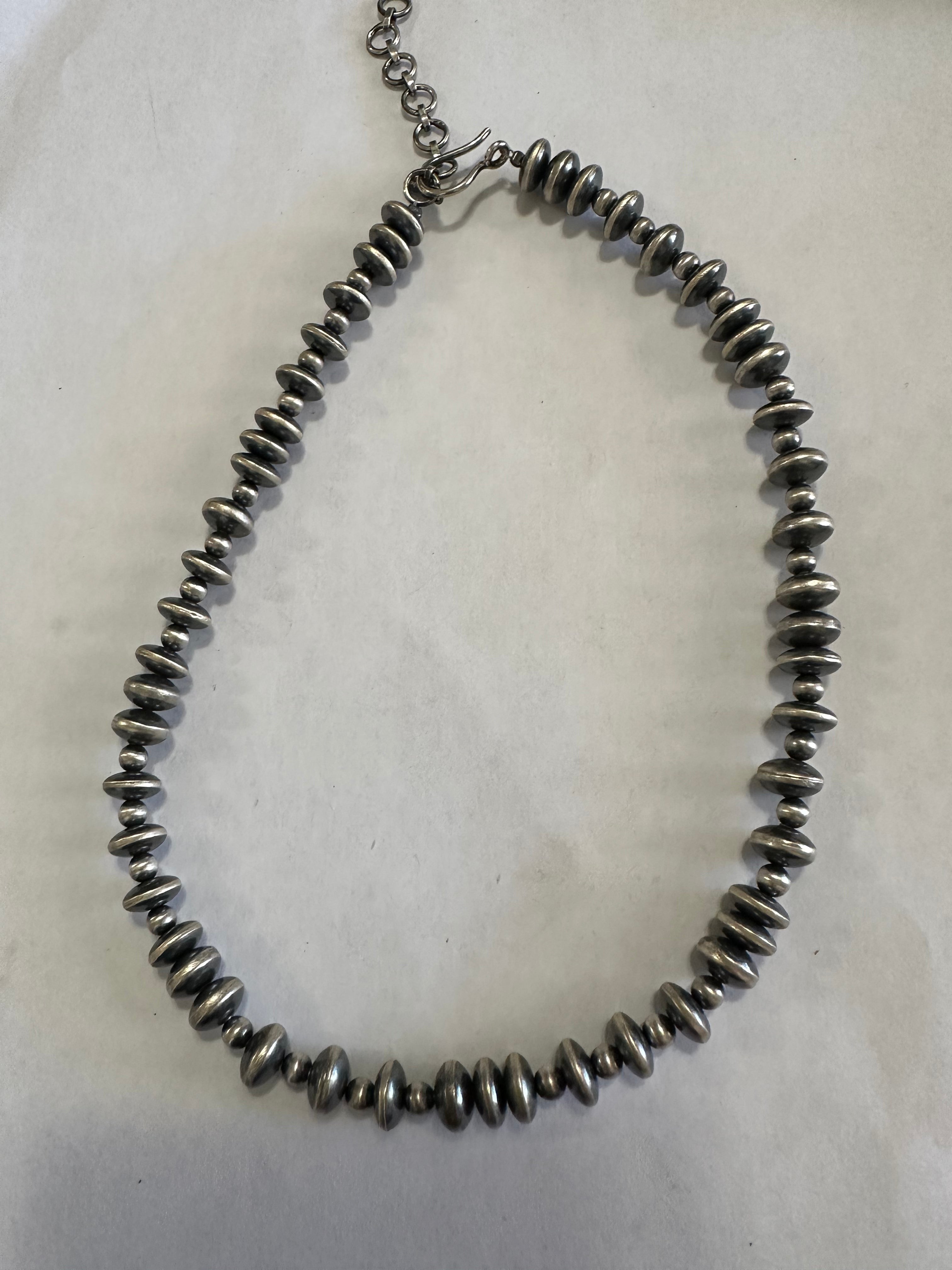 Sterling Silver Beaded Saucer Necklace w/ 2 inch extender