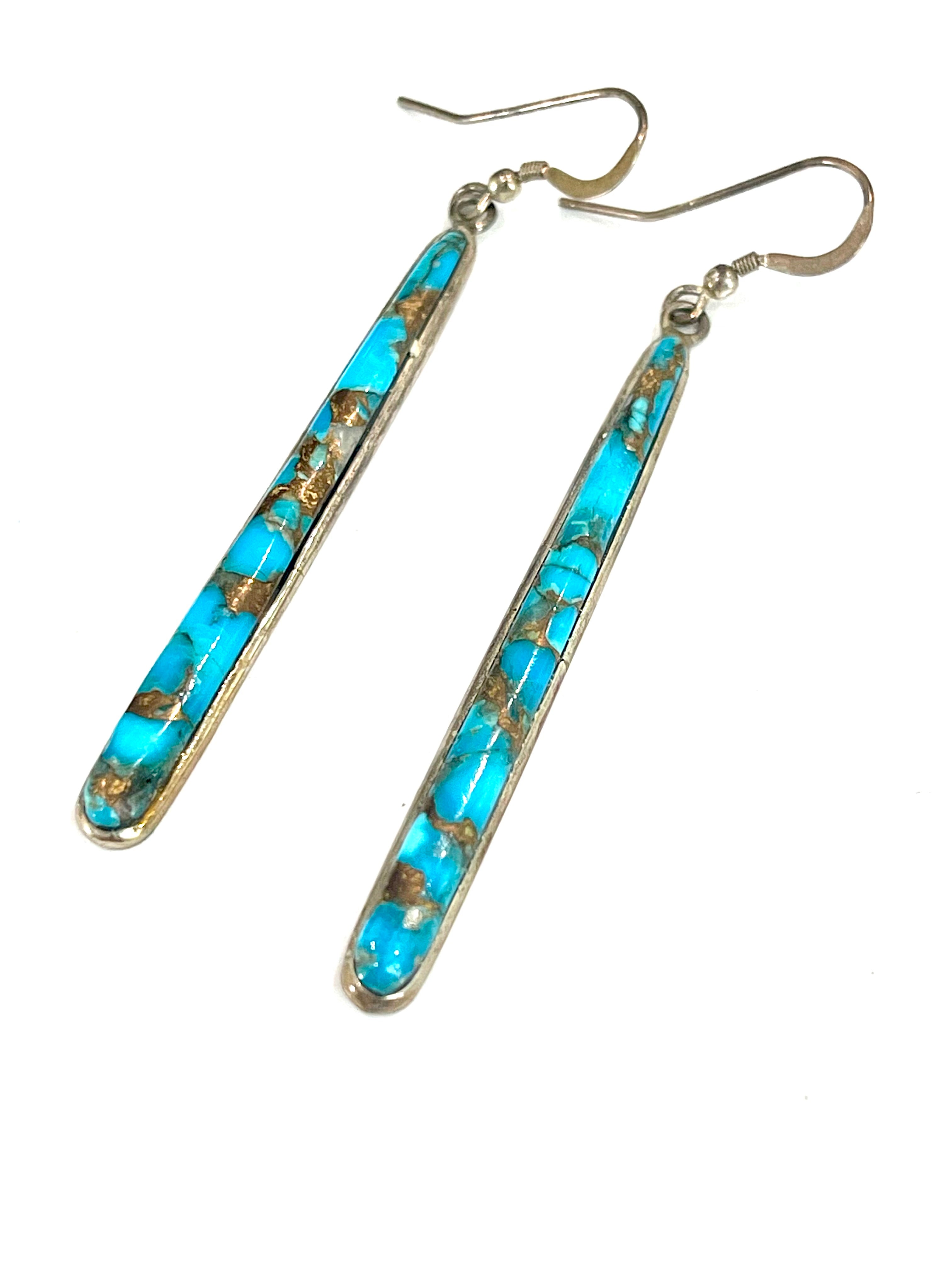 Vintage Handmade Faux Turquoise Dangle Earrings