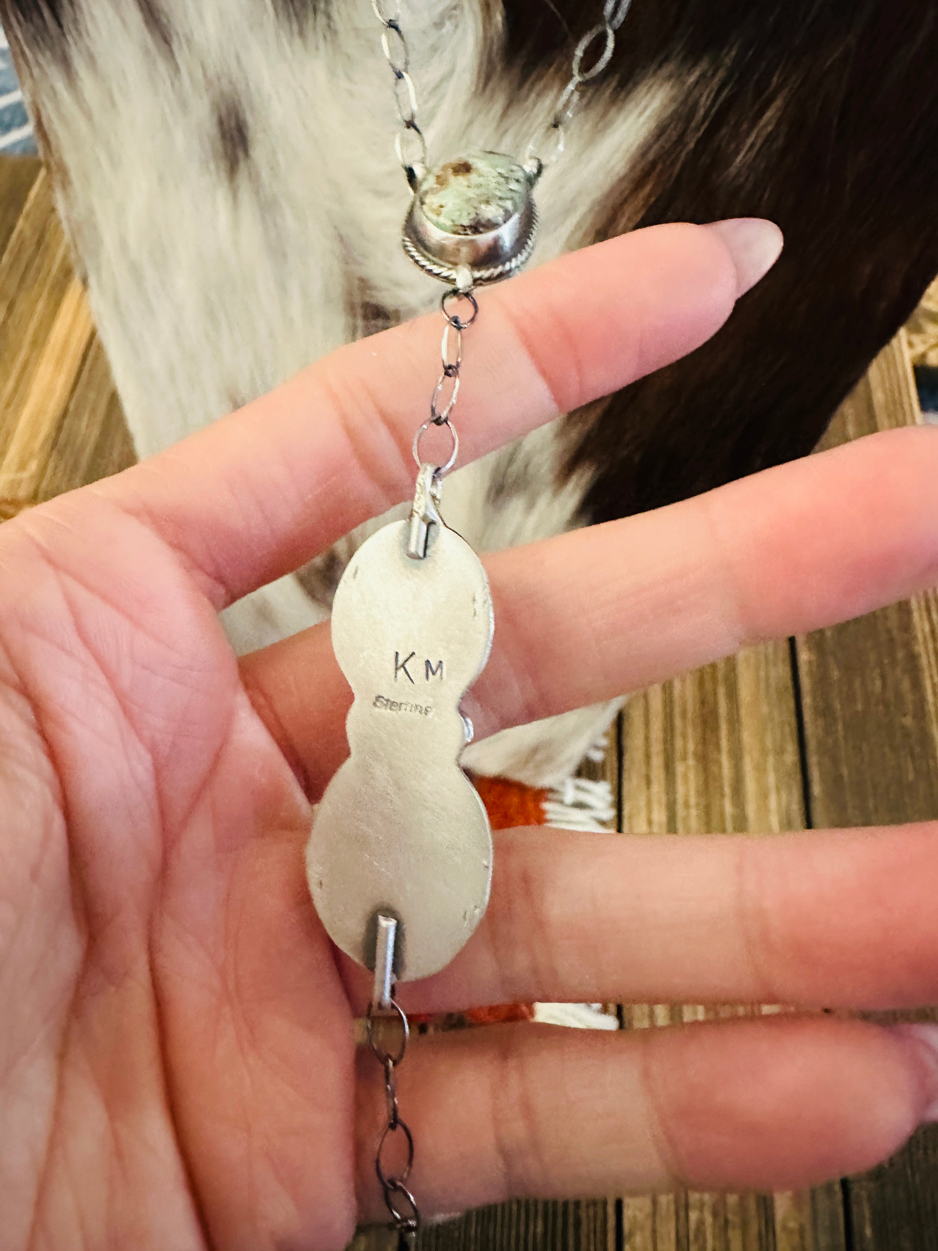 Handcrafted Dry Creek Turquoise & Sterling Silver Lariat Necklace