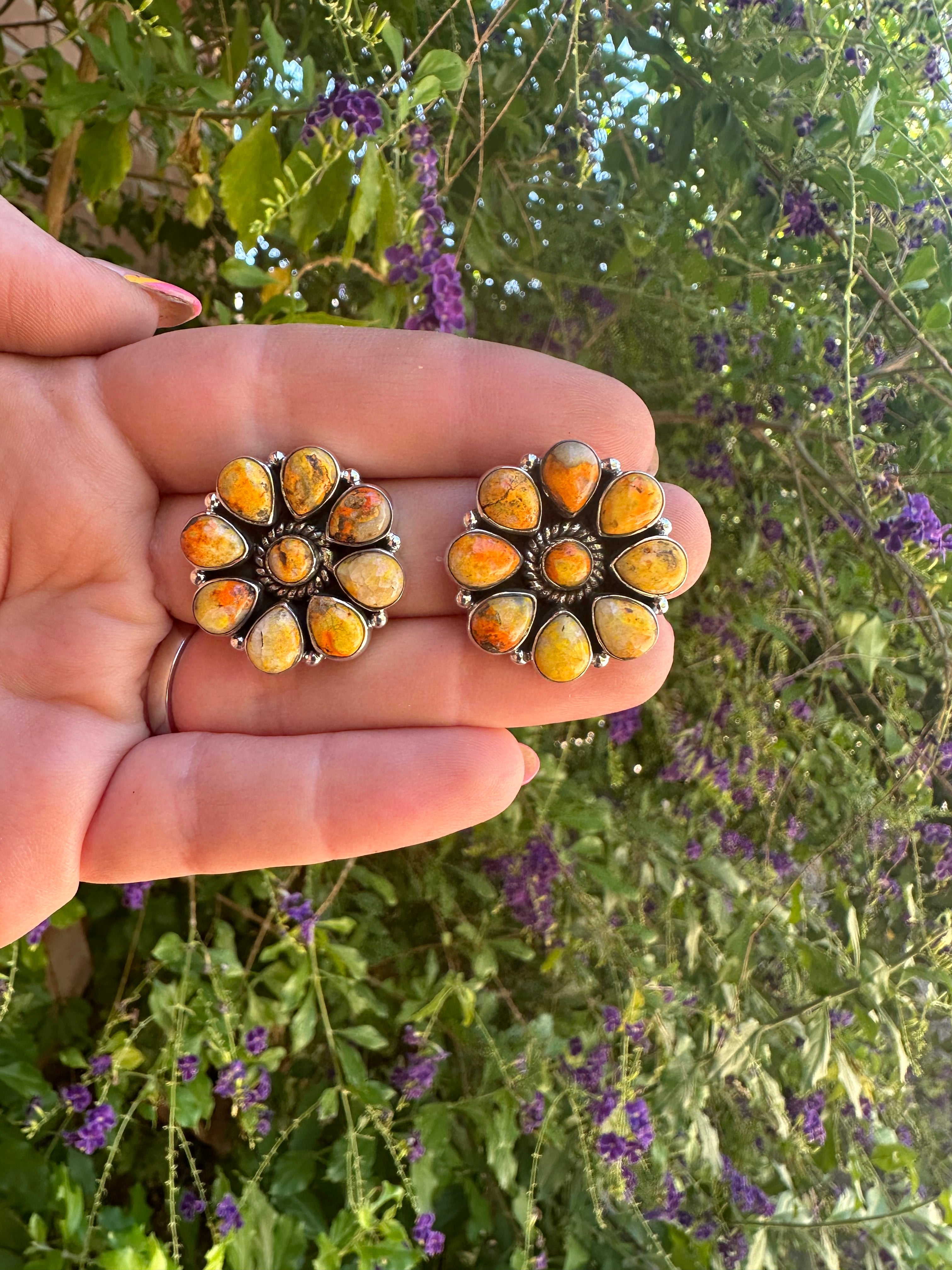 Handmade Bumble Bee & Sterling Silver Cluster Post Earrings