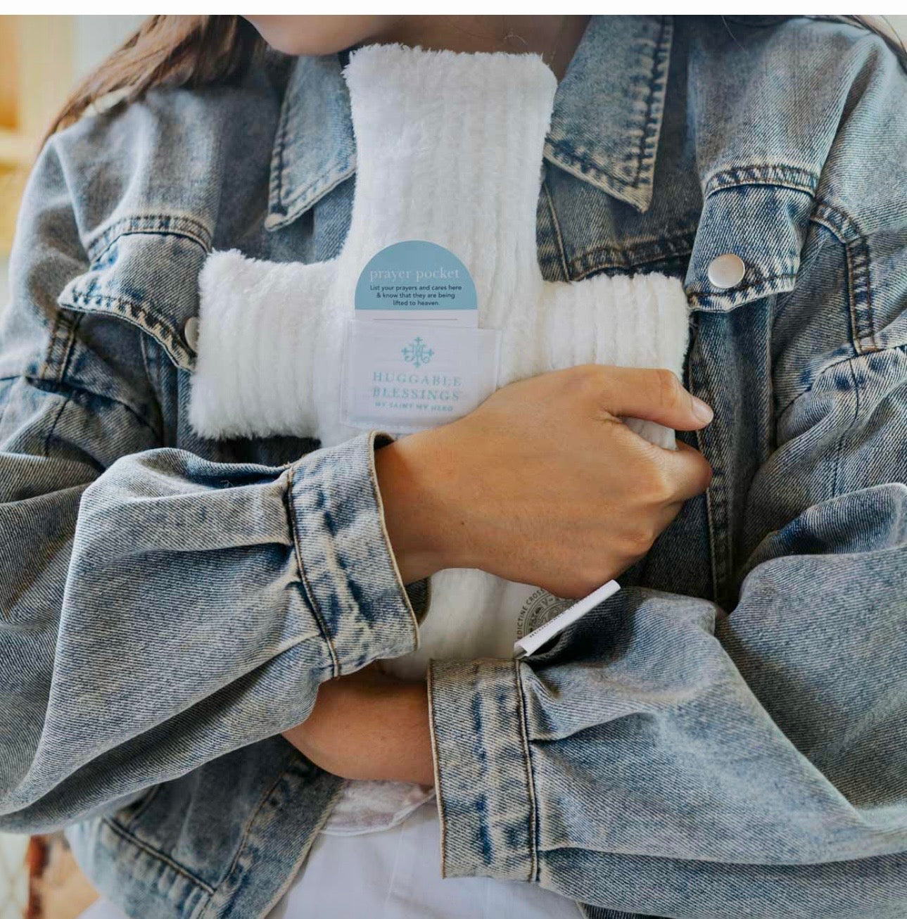 Huggable Cross Prayer Pillow (White)