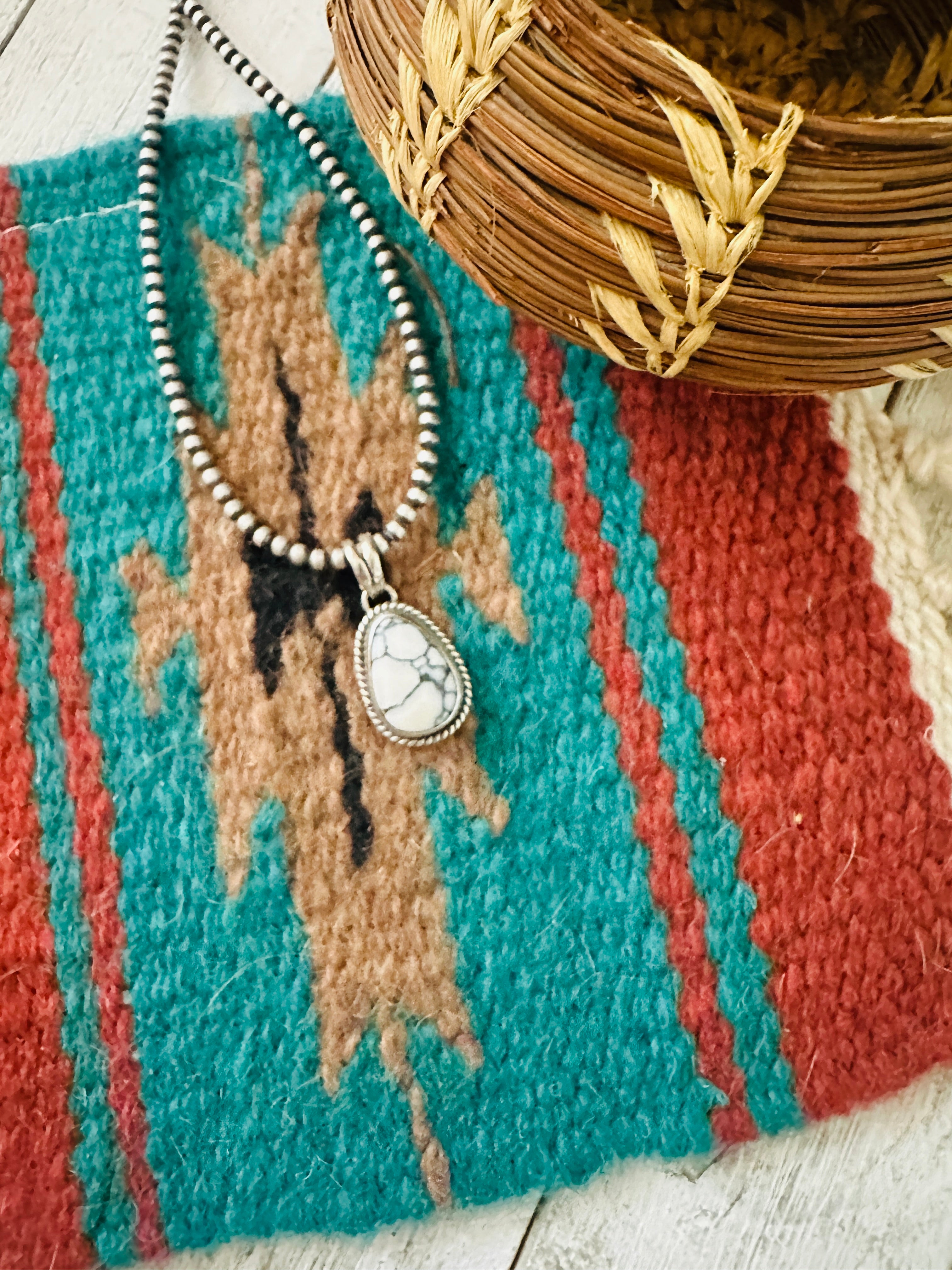 Navajo Howlite & Sterling Silver Pendant