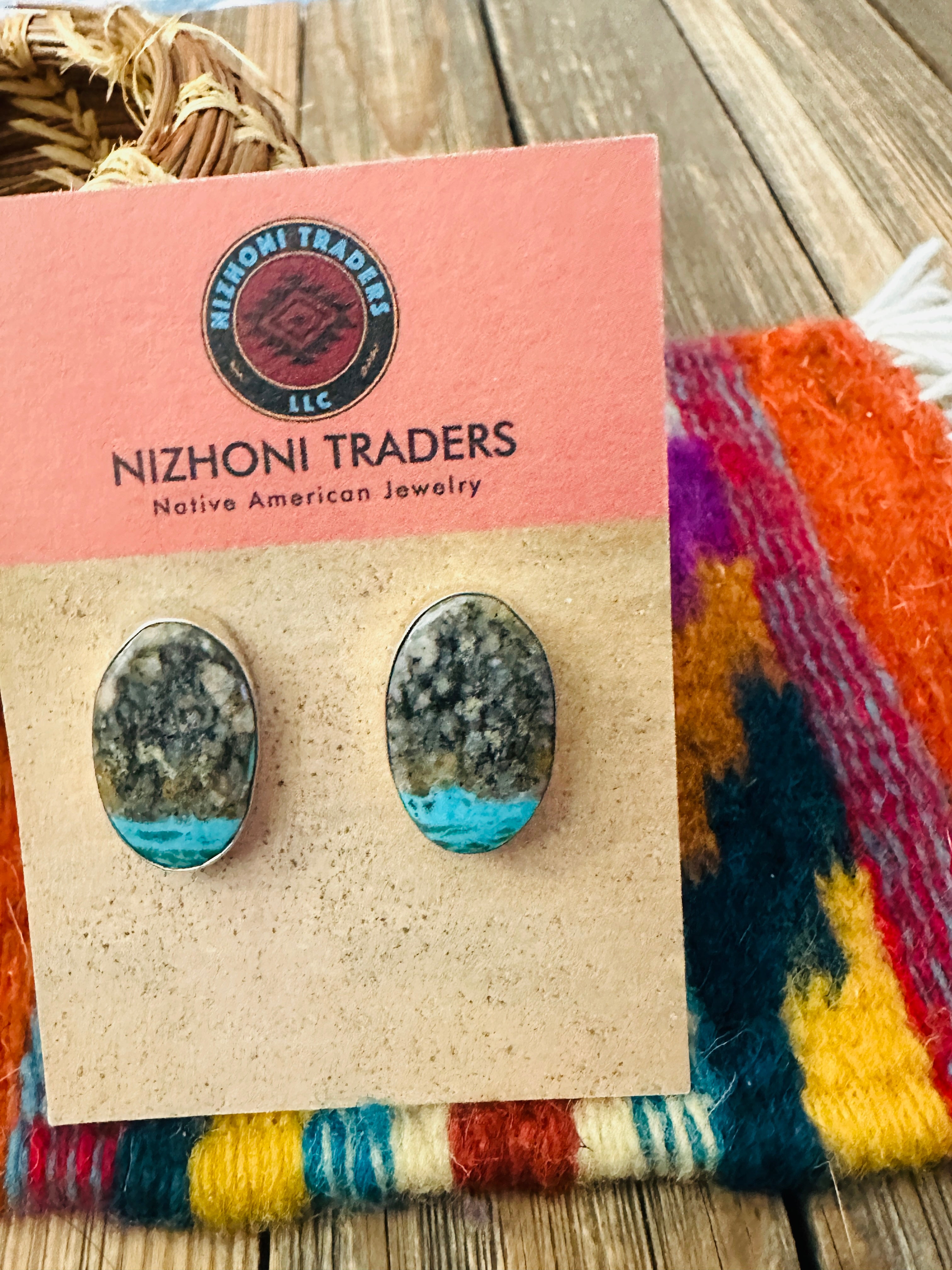 Handcrafted Blue Moon Turquoise & Sterling Silver Post Earrings