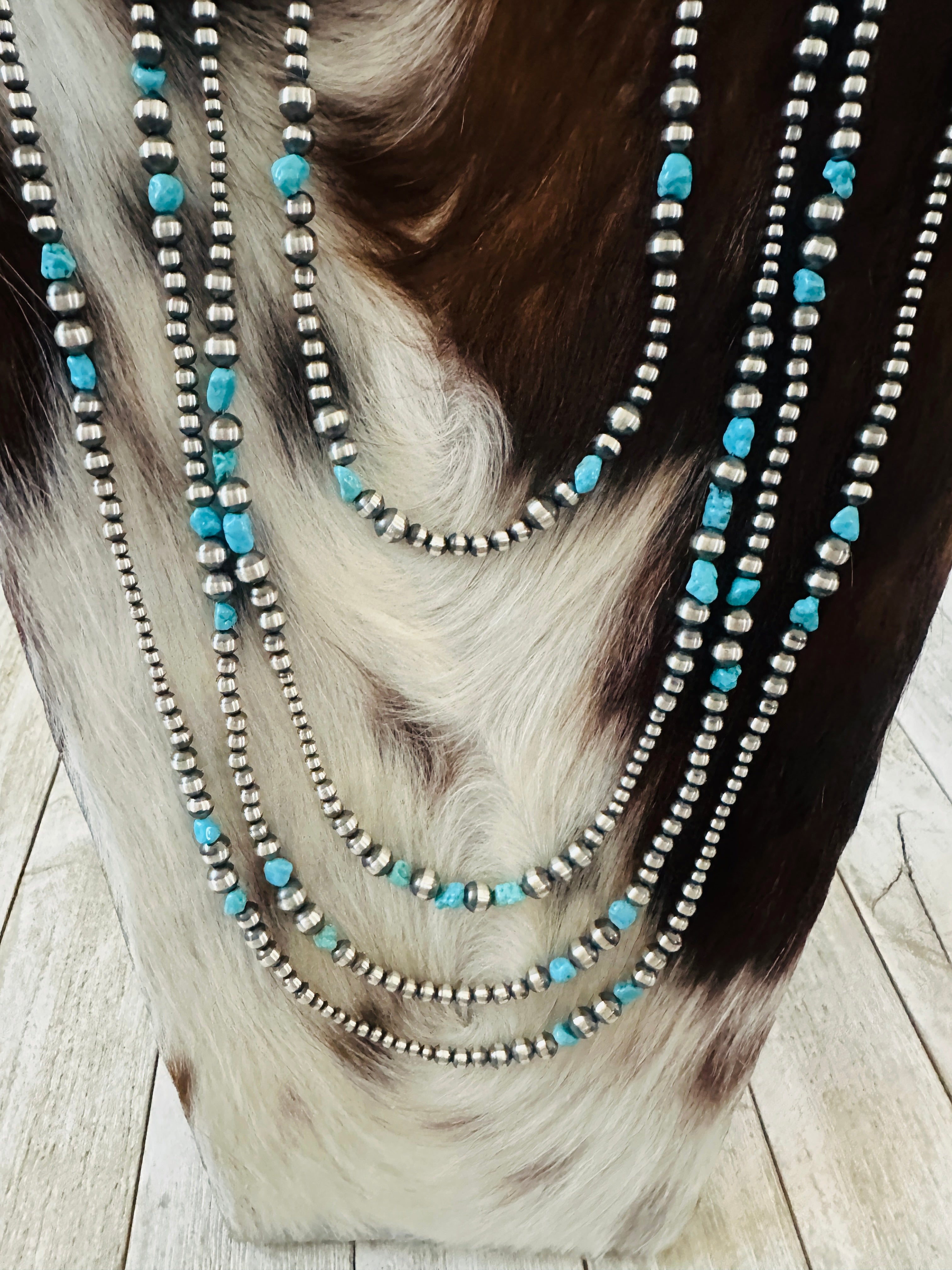 Handcrafted Sterling Silver & Turquoise Beaded Necklace