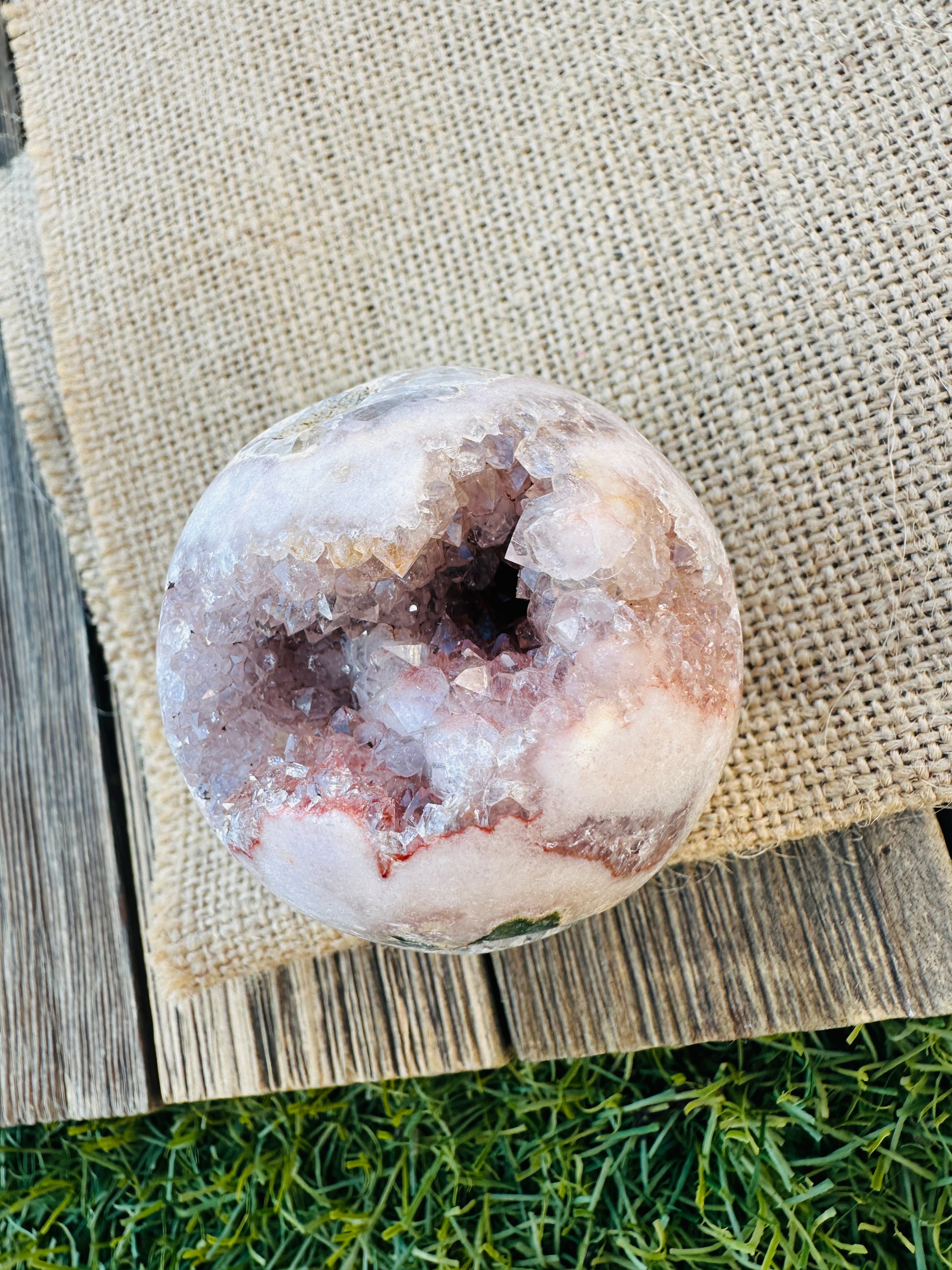 ✨ Nizhoni Crystals ✨  Pink Amethyst Geode Sphere