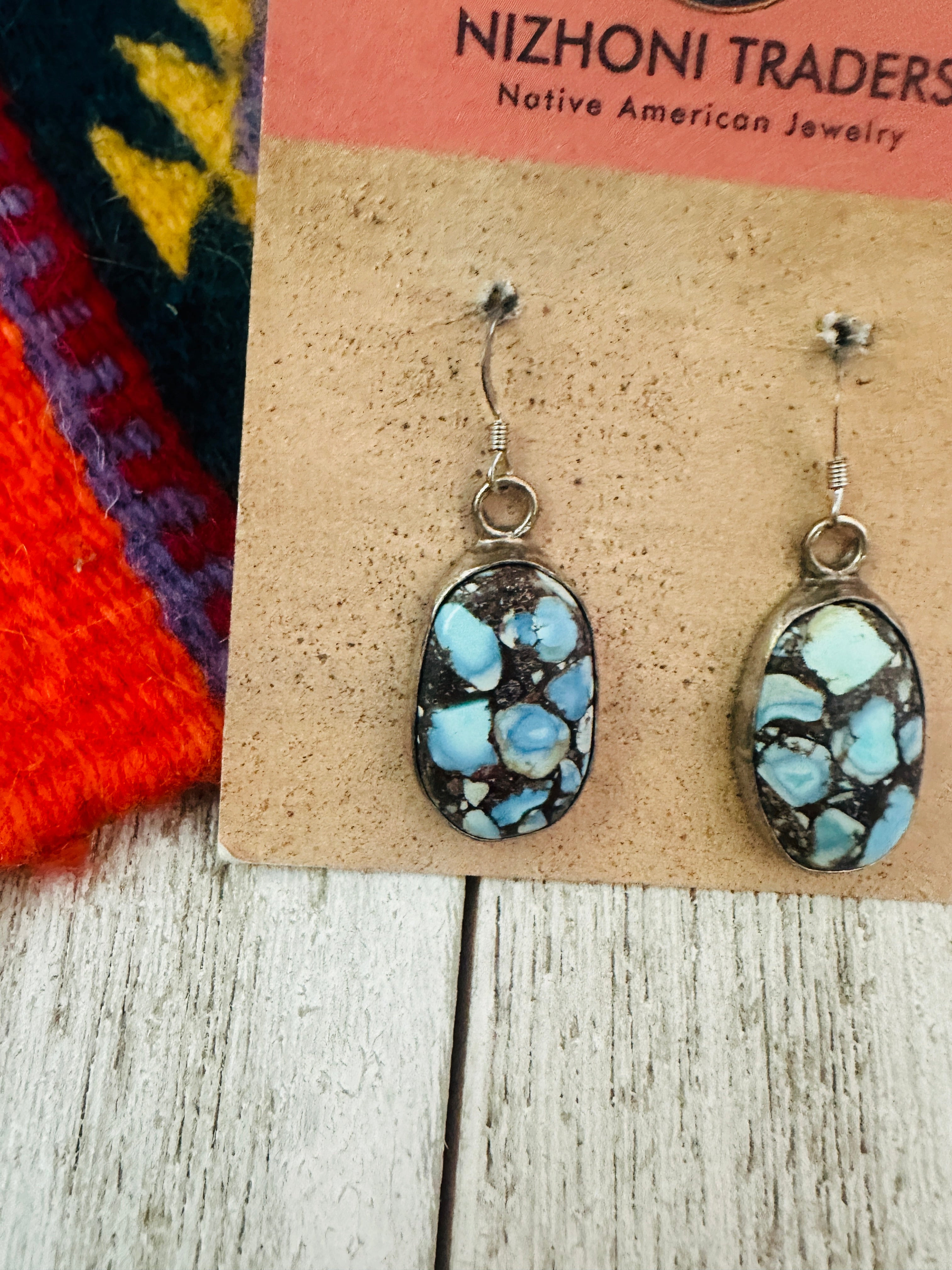 Navajo Golden Hills Turquoise & Sterling Silver Dangle Earrings