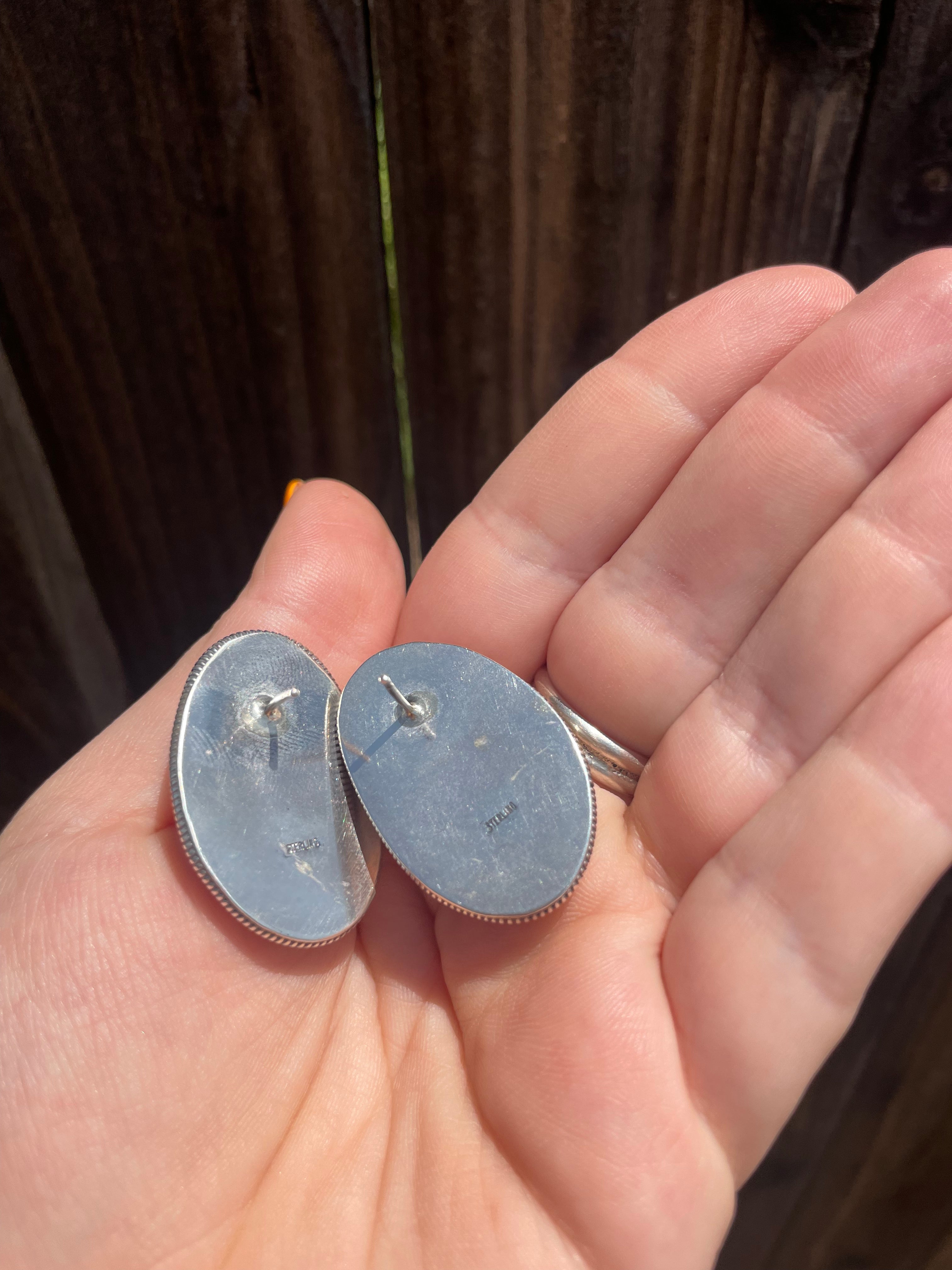 Navajo Gaspeite & Sterling Silver Post Earrings