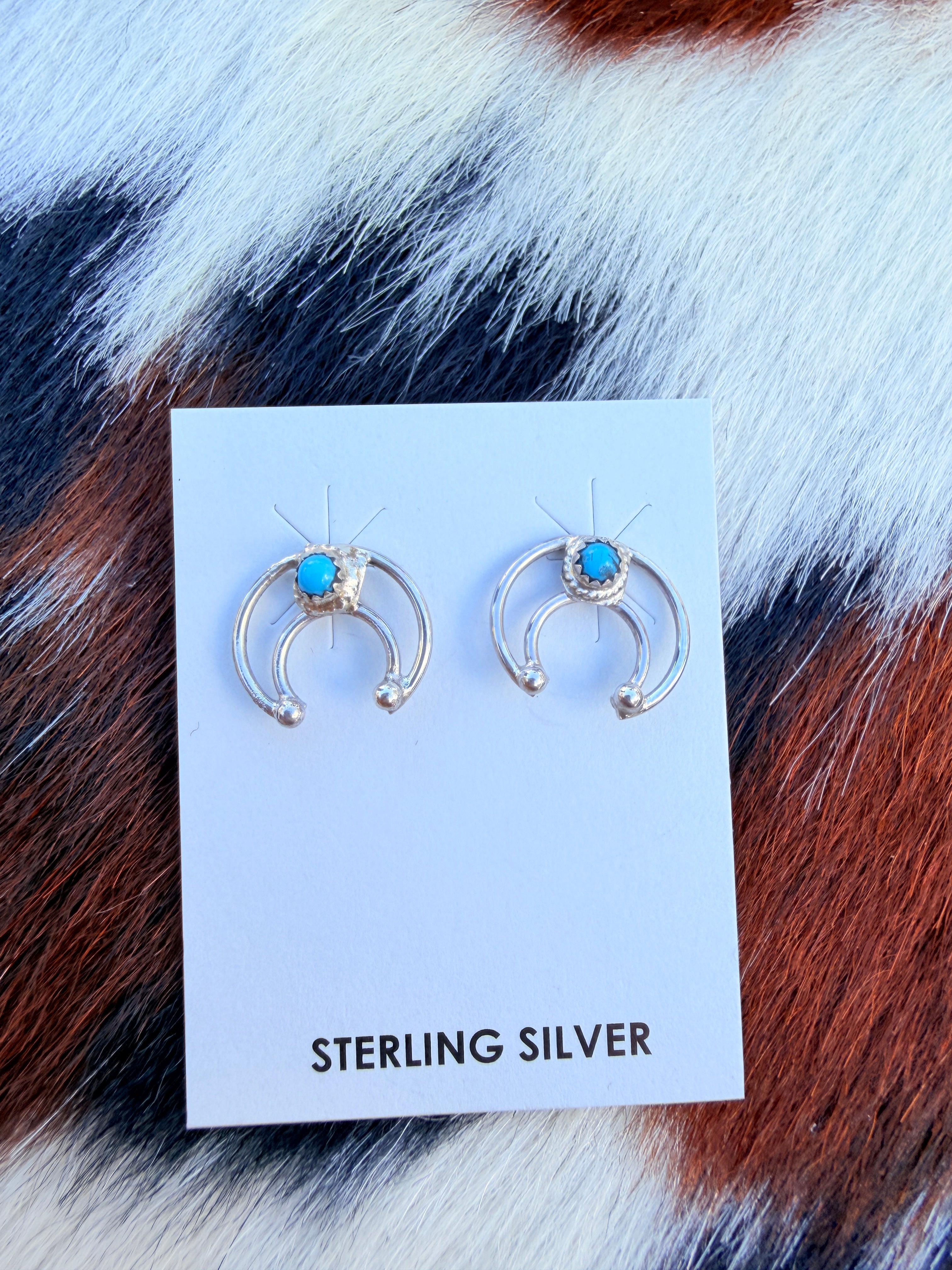 Handcrafted Sterling Silver & Turquoise Naja Stud Earrings