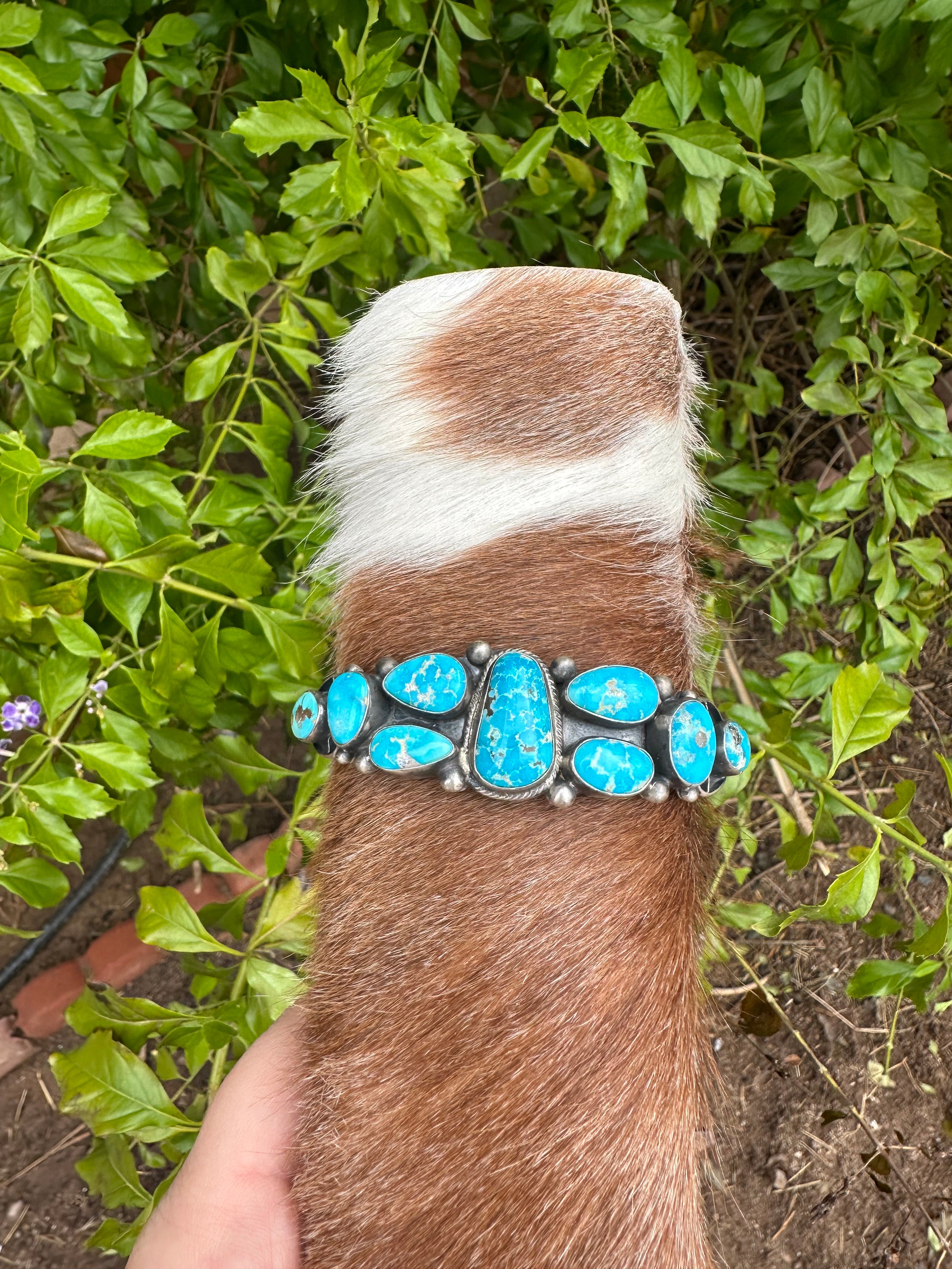 Beautiful Kathleen Livingston Navajo Sterling Turquoise Bracelet Cuff Signed