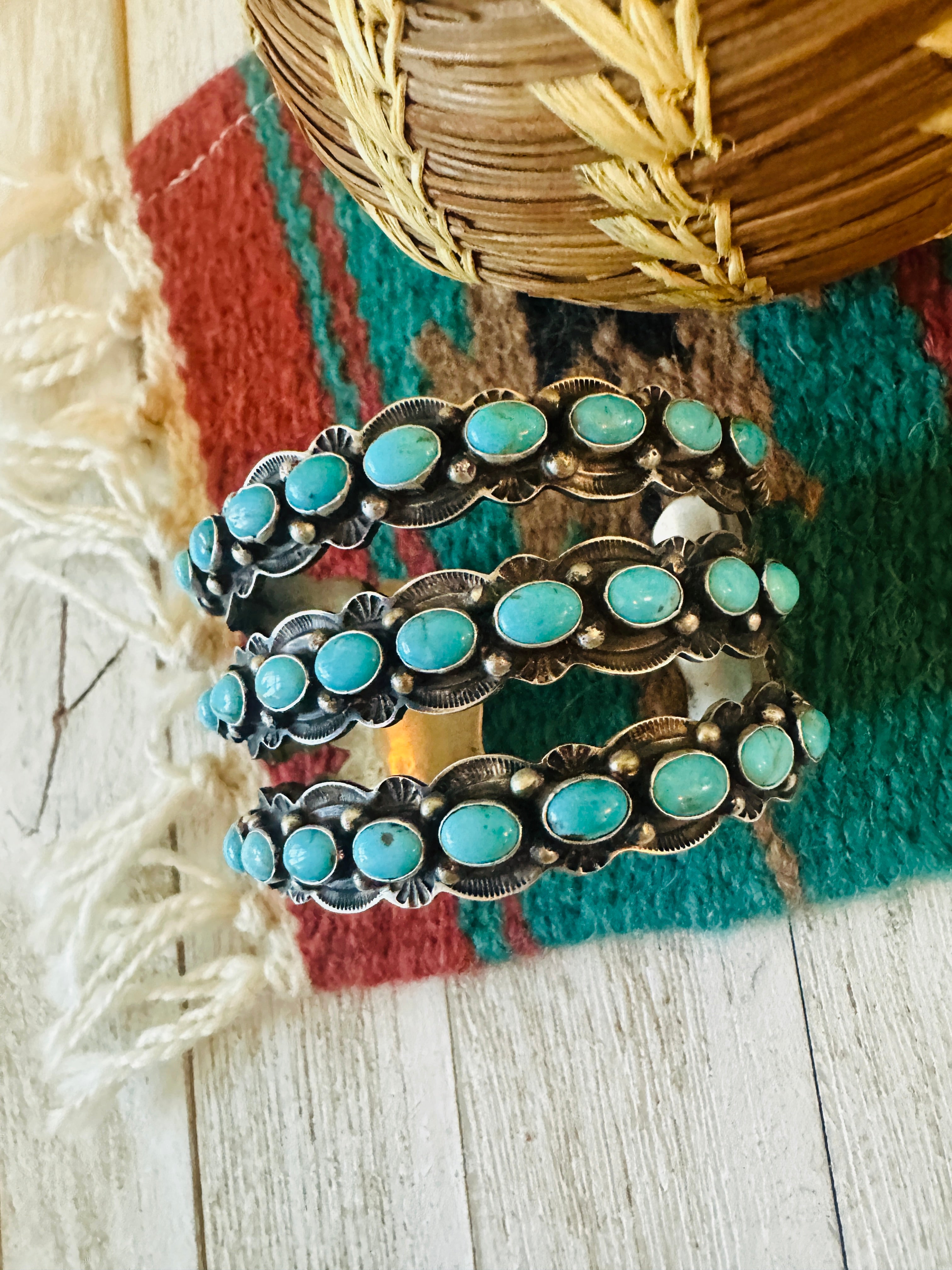 Navajo Turquoise & Sterling Silver Cuff Bracelet by Shawn Cayatineto