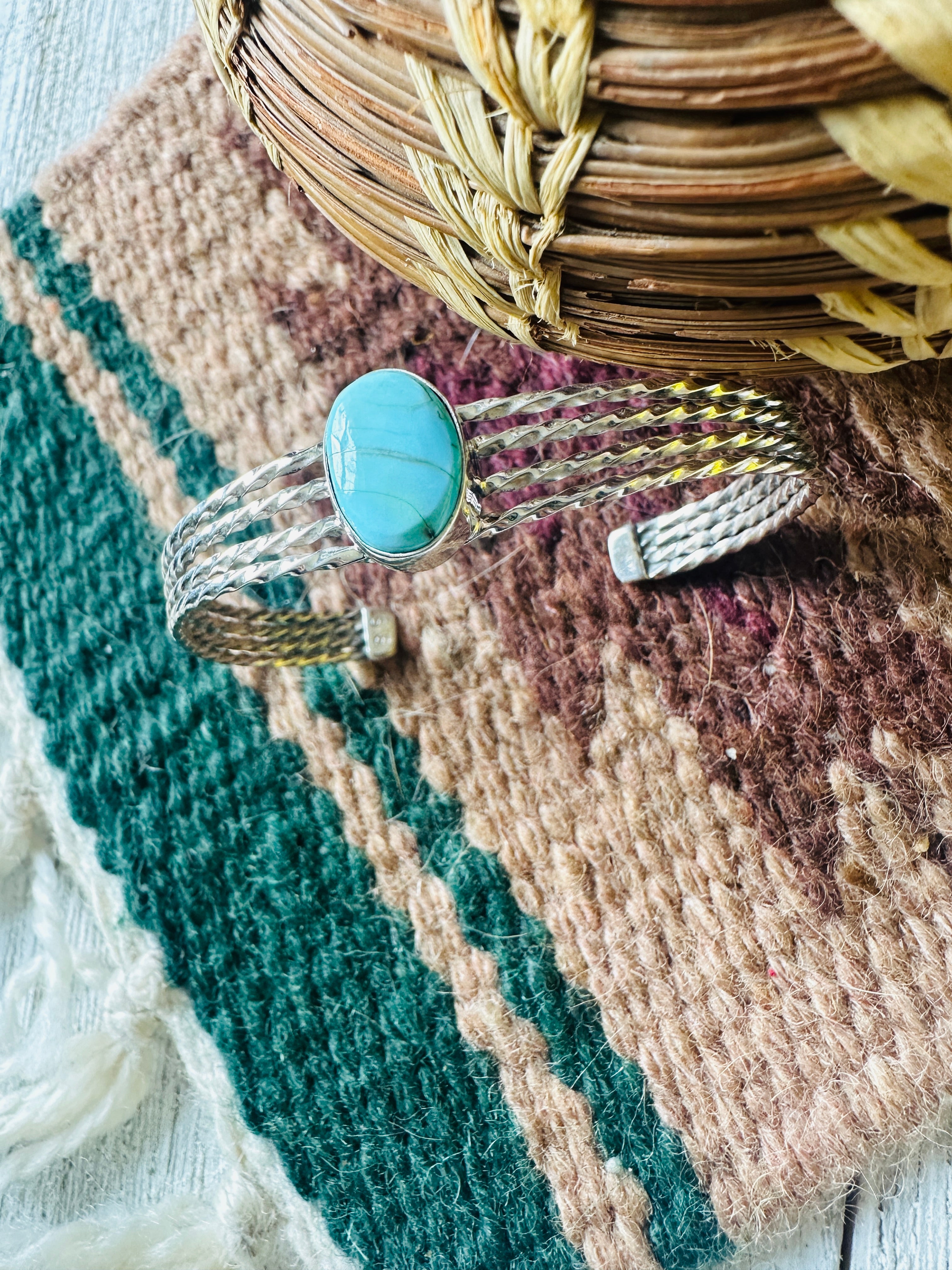 Navajo Sterling Silver & Turquoise Cuff Bracelet