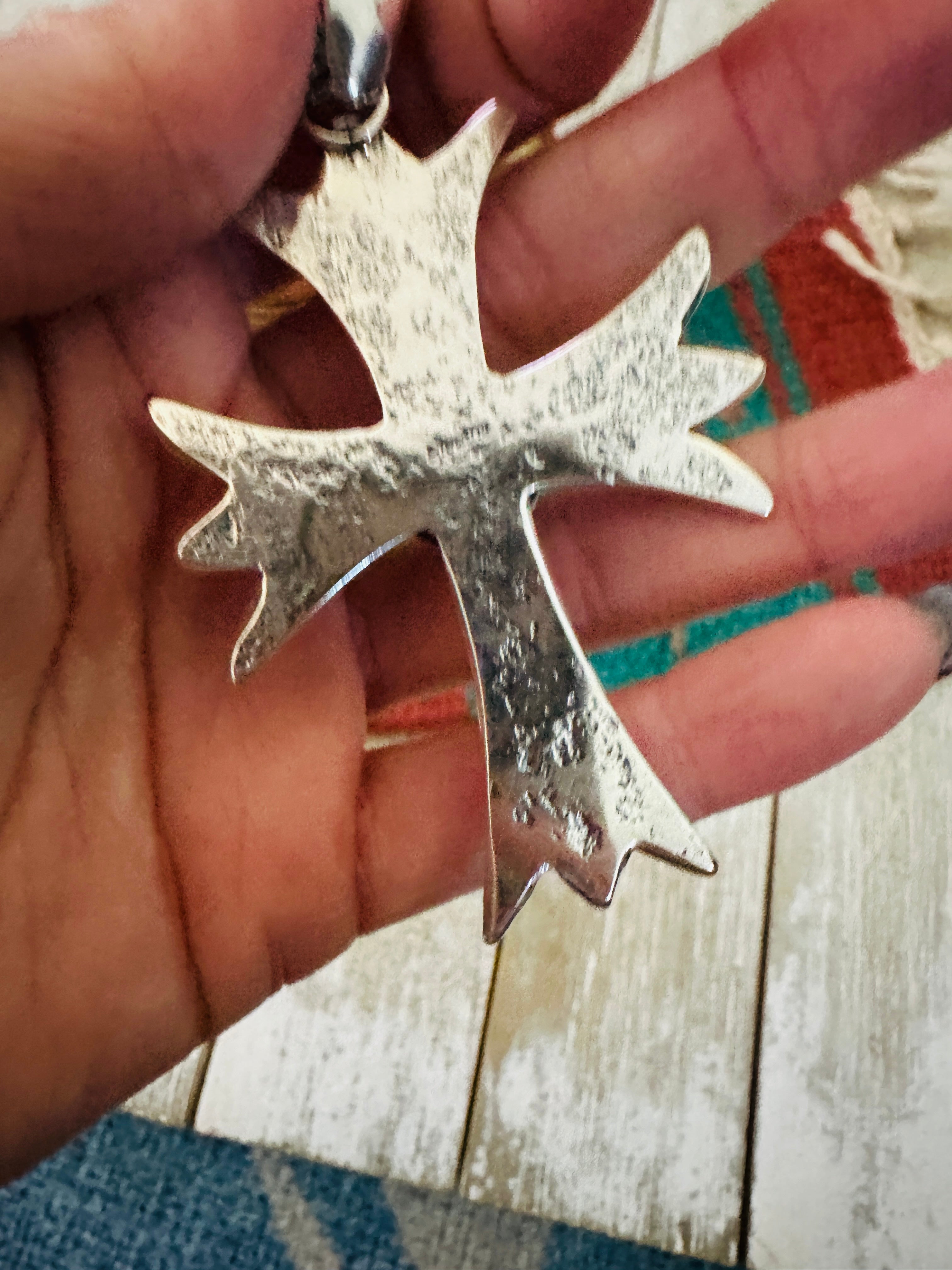 Handcrafted Sterling Silver & Turquoise Cross Pendant