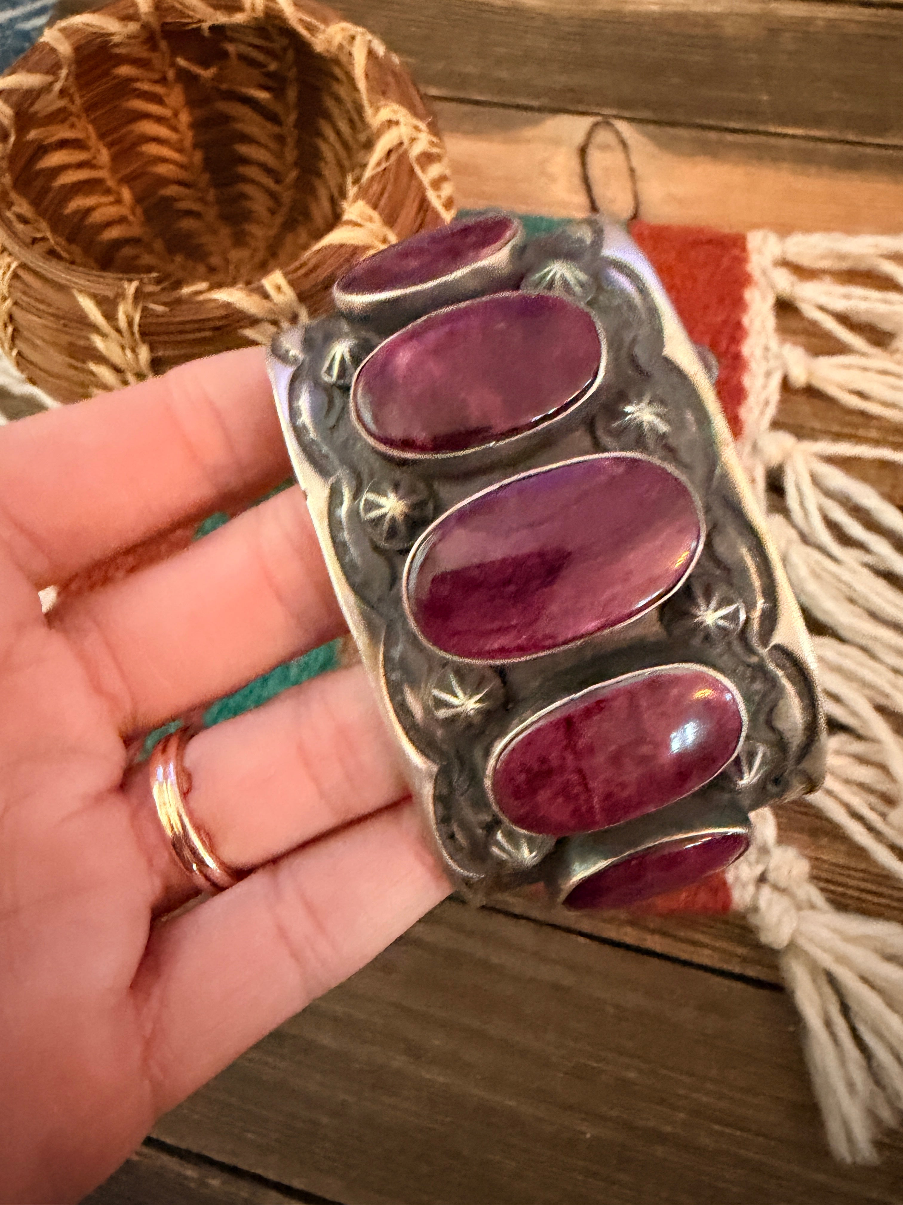 Handcrafted Purple Spiny & Sterling Silver Cuff Bracelet by Chimney Butte