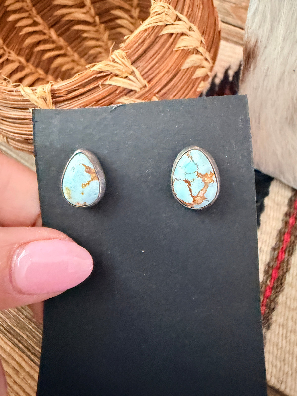 Handcrafted Golden Hills Turquoise & Sterling Silver Necklace and Earring Set by Larry Kaye