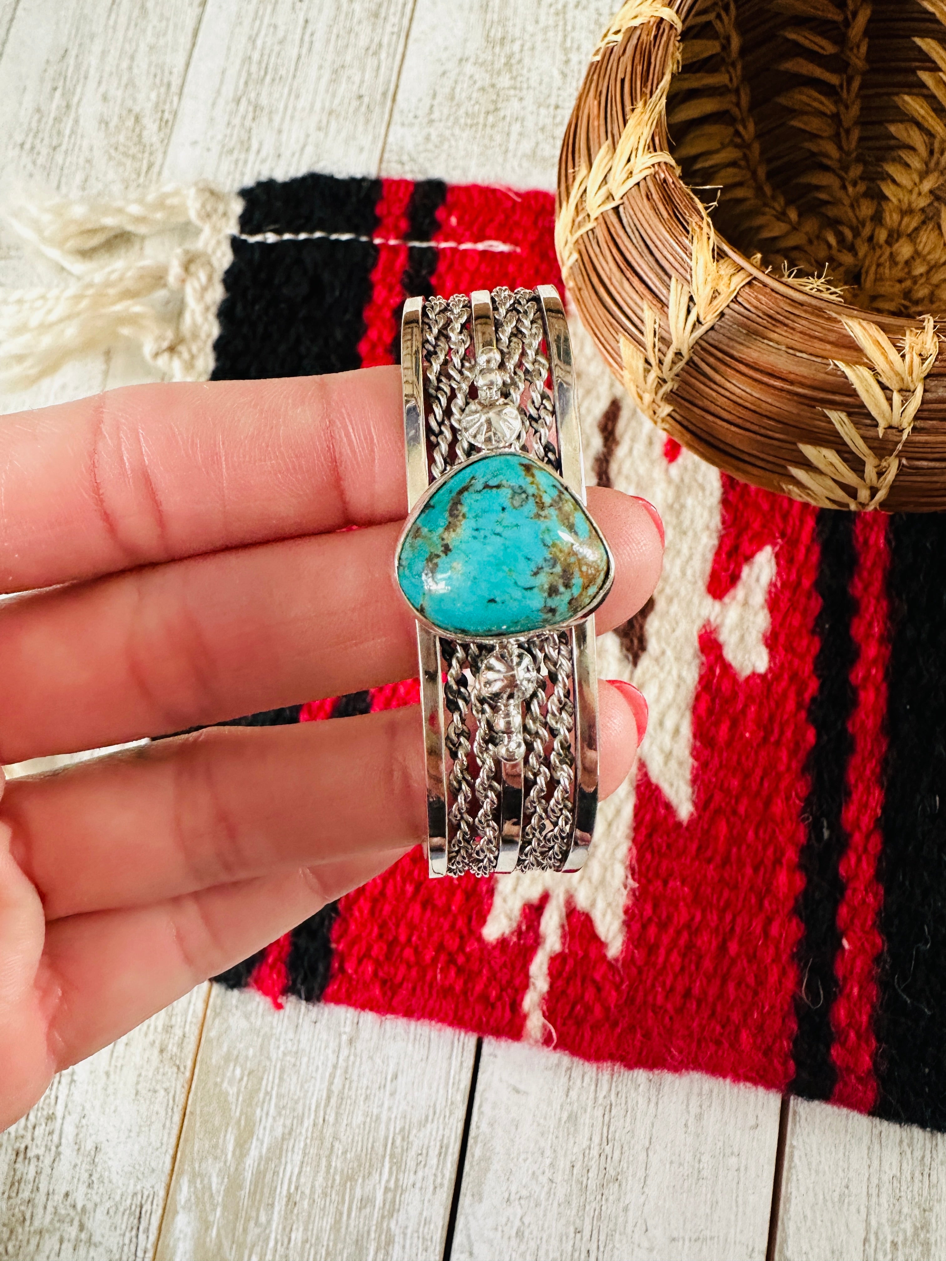 Navajo Sterling Silver & Turquoise Cuff Bracelet