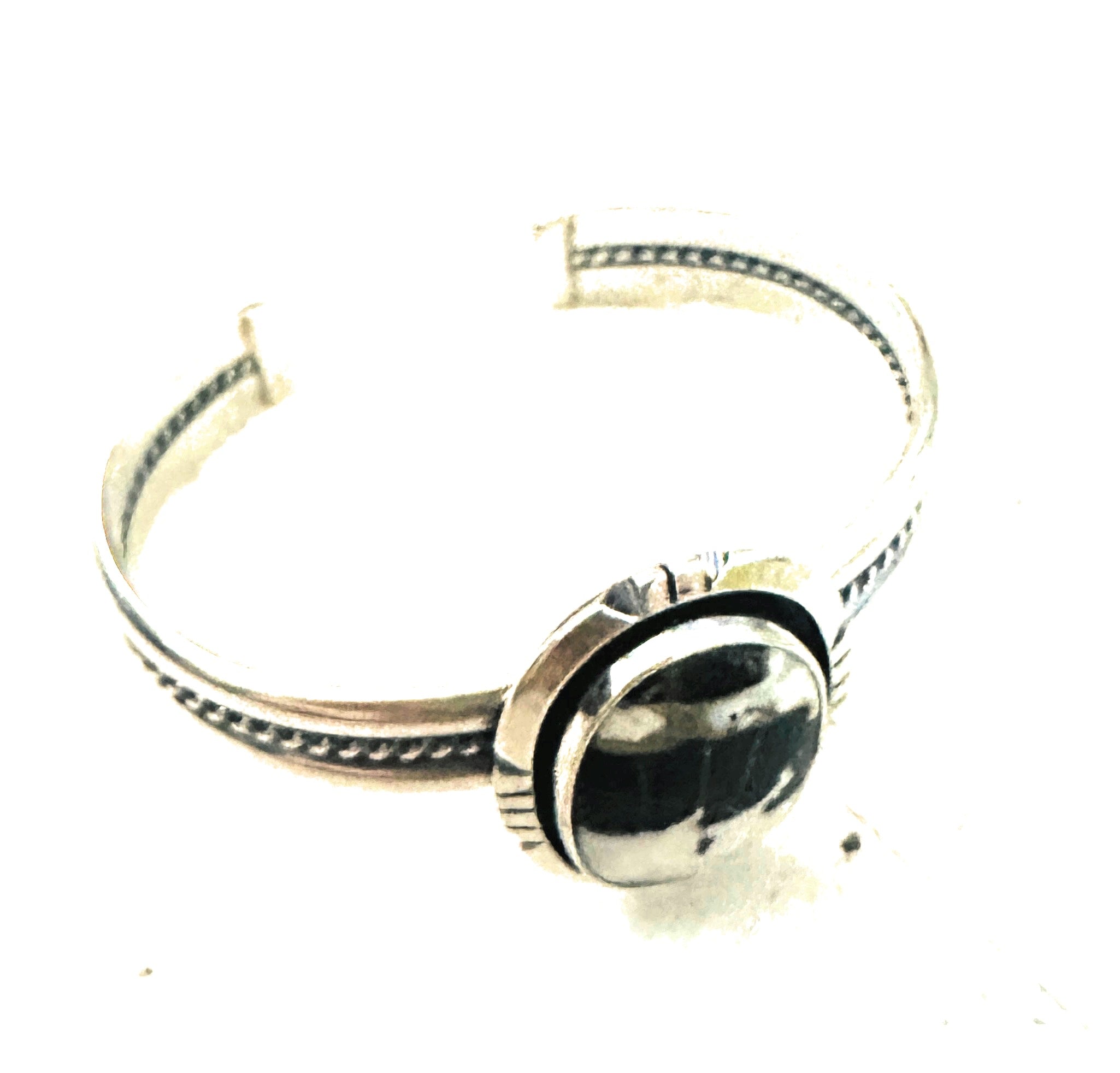 Navajo White Buffalo & Sterling Silver Cuff Bracelet