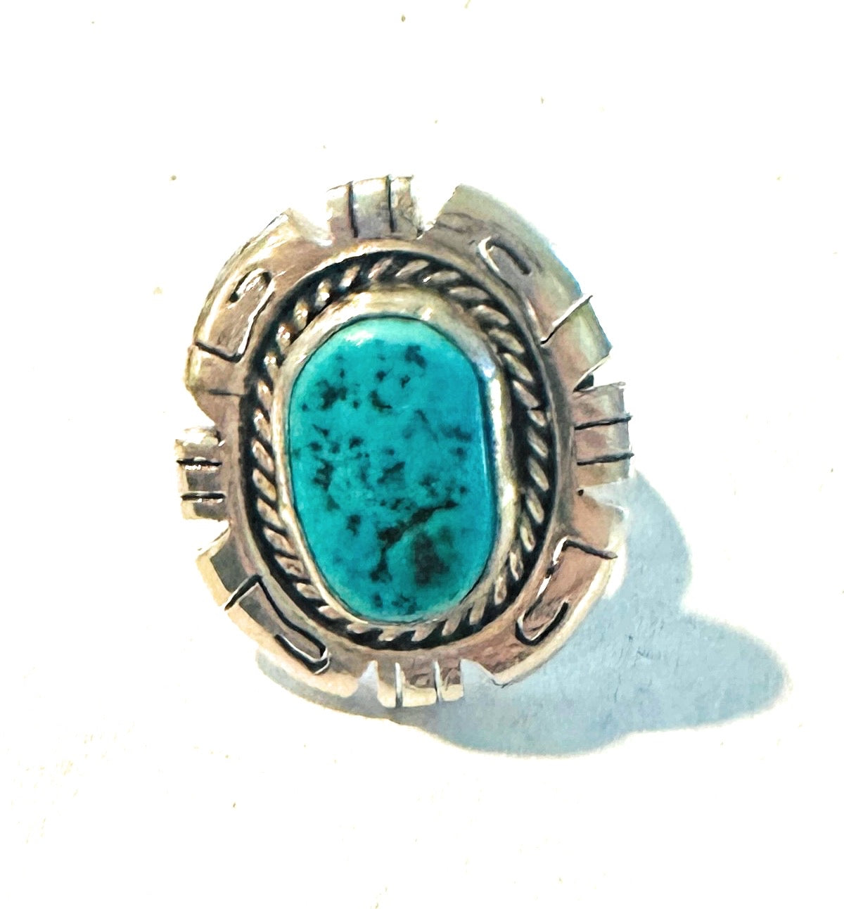 Navajo Kingman Turquoise & Sterling Silver Ring Size 7 Signed