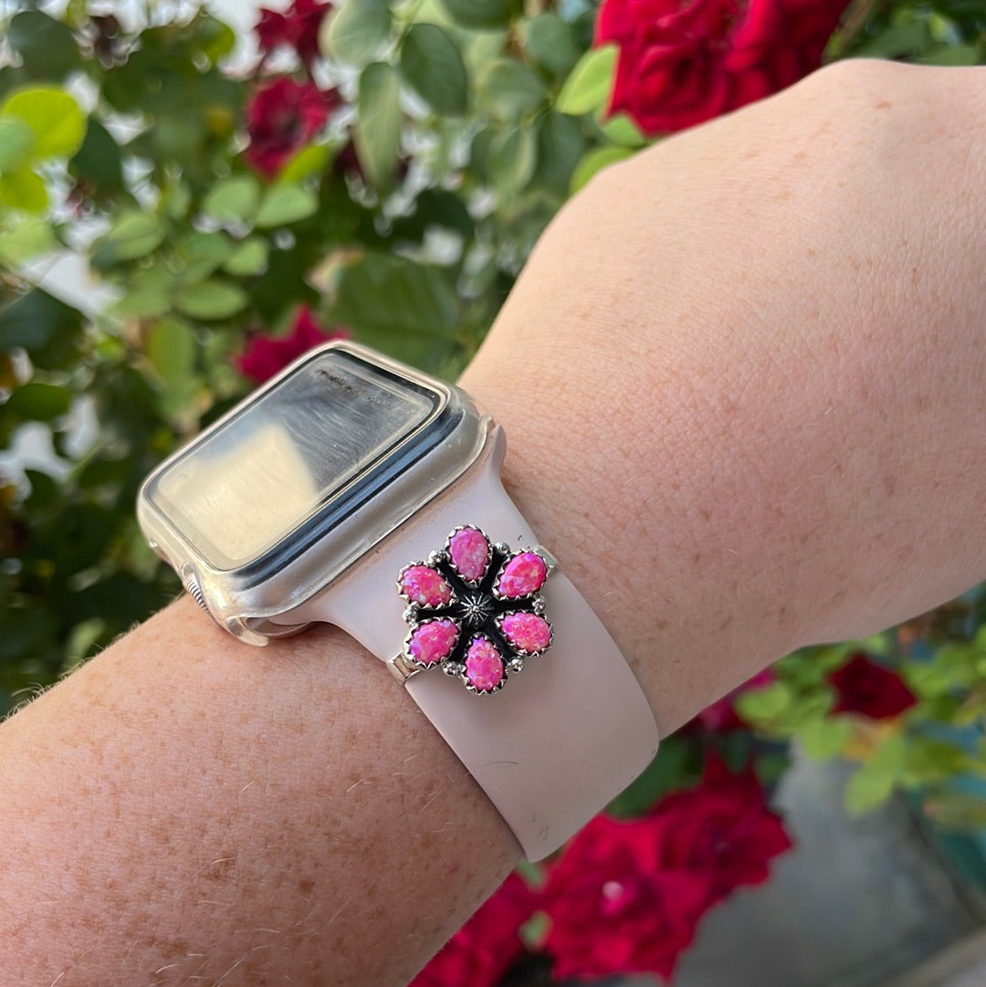 Nizhoni Pink Fire Opal & Sterling Silver Handmade Watch Charms