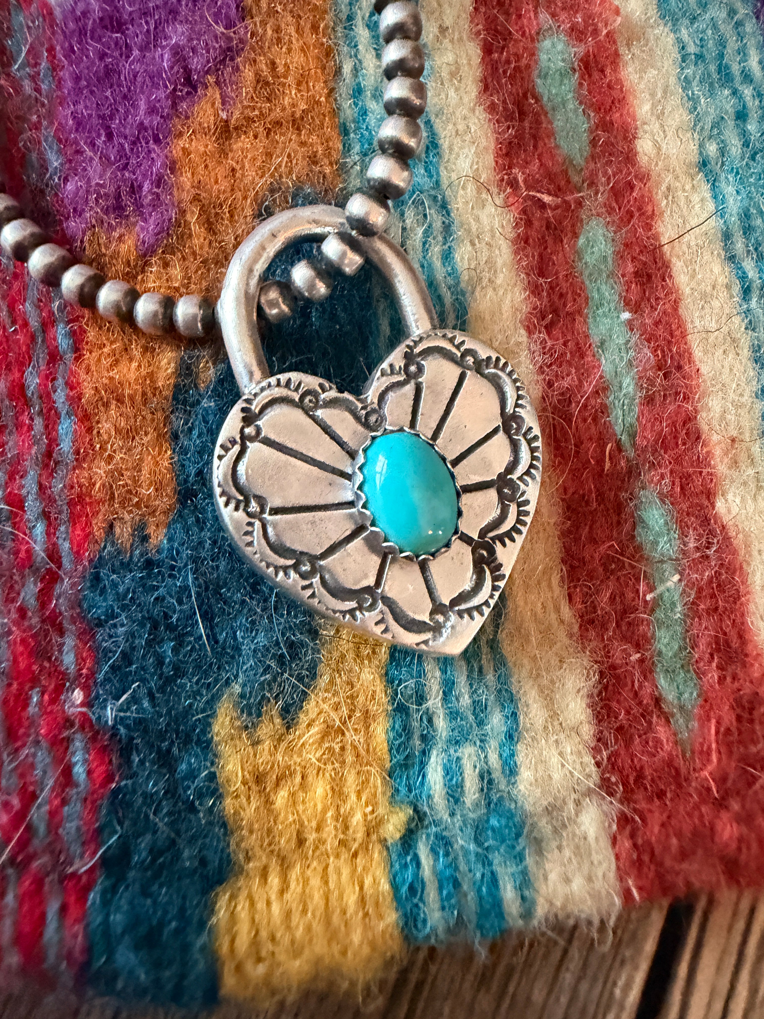 Handcrafted Sterling Silver & Turquoise Heart Locket Pendant