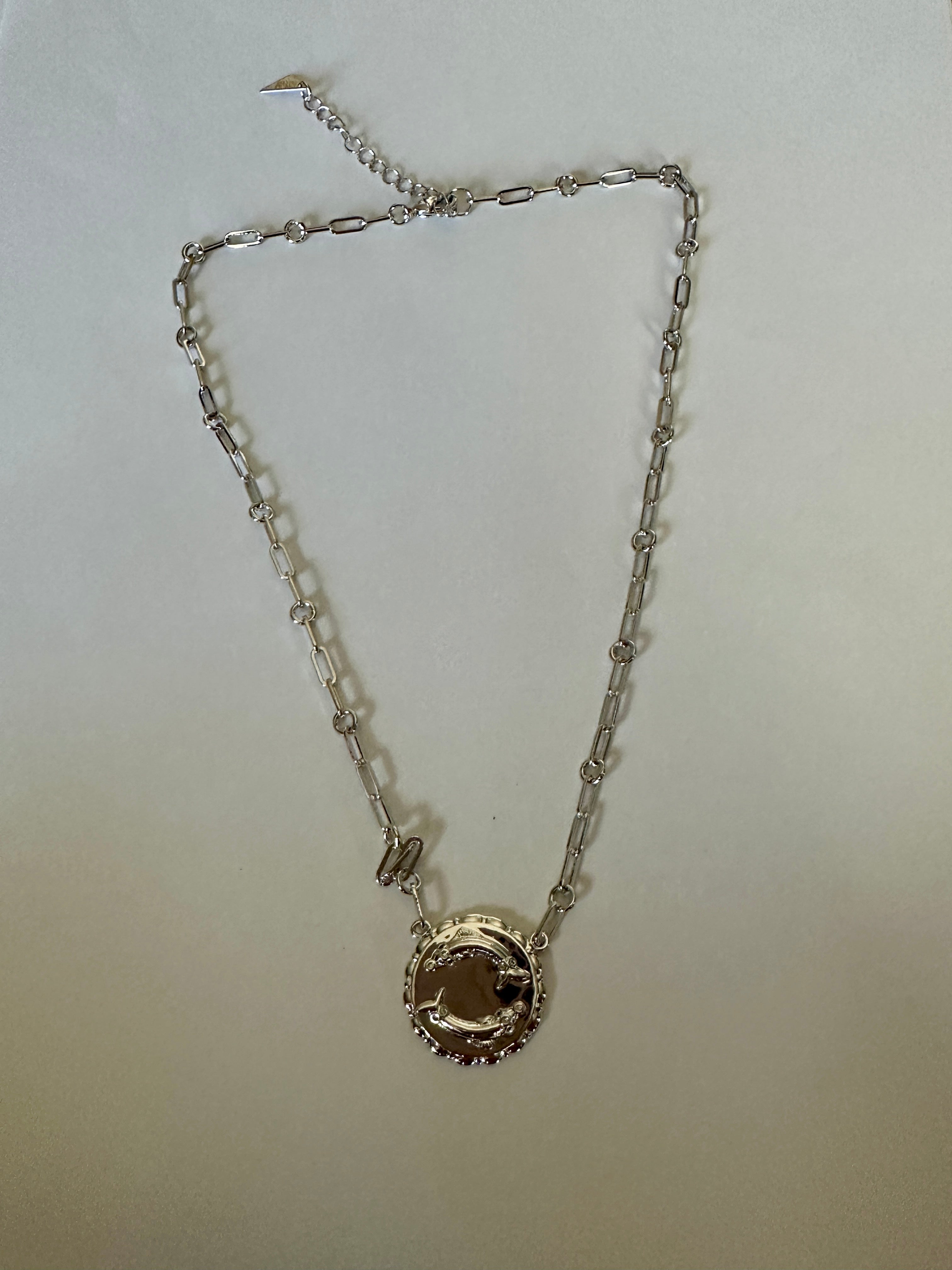 Bold CZ Zodiac Link Pisces Necklace