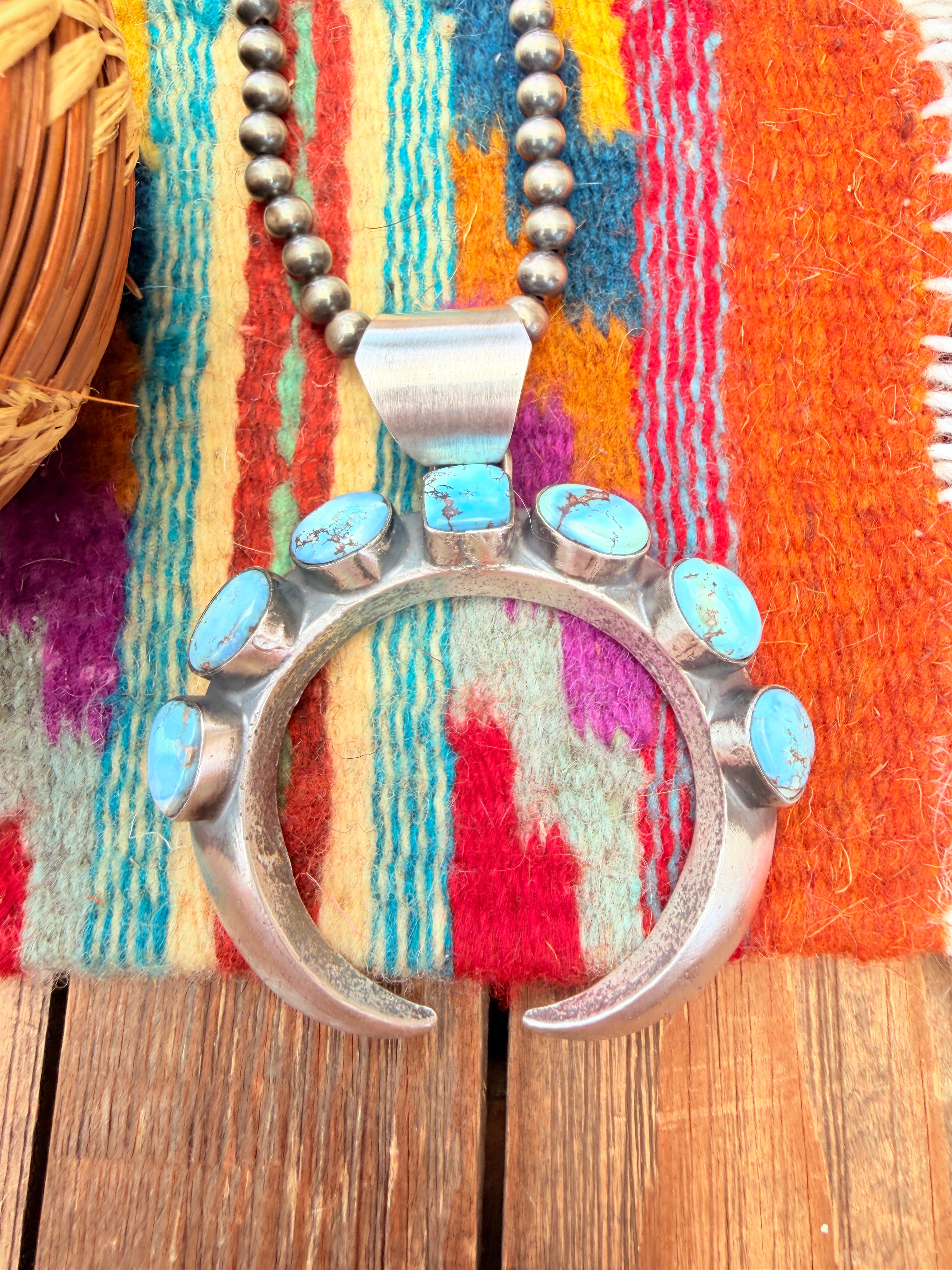 Handcrafted Sterling Silver & Golden Hills Turquoise Naja Pendant by Chimney Butte