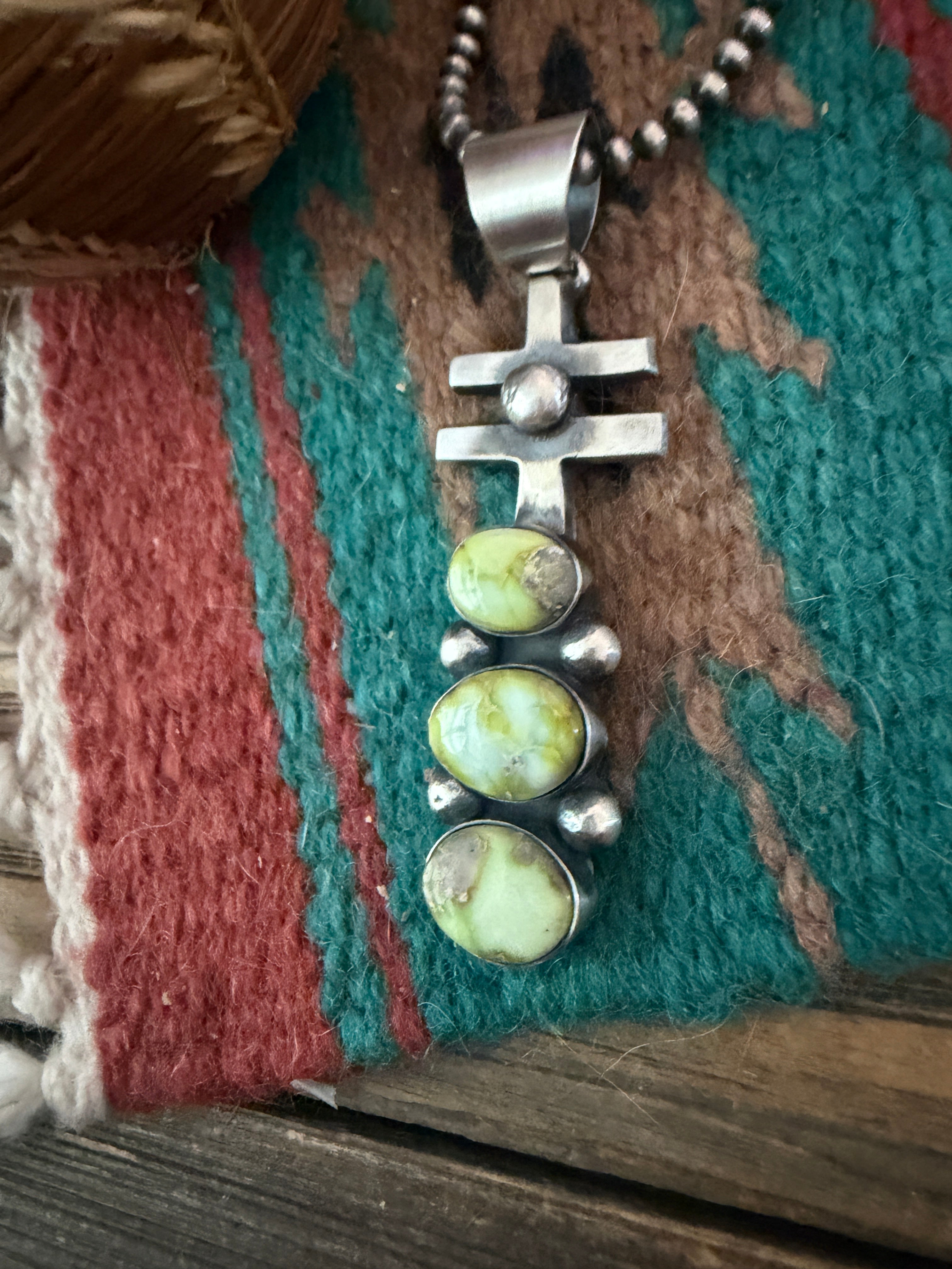 Handcrafted Sterling Silver & Sonoran Gold Turquoise Pendant by Chimney Butte