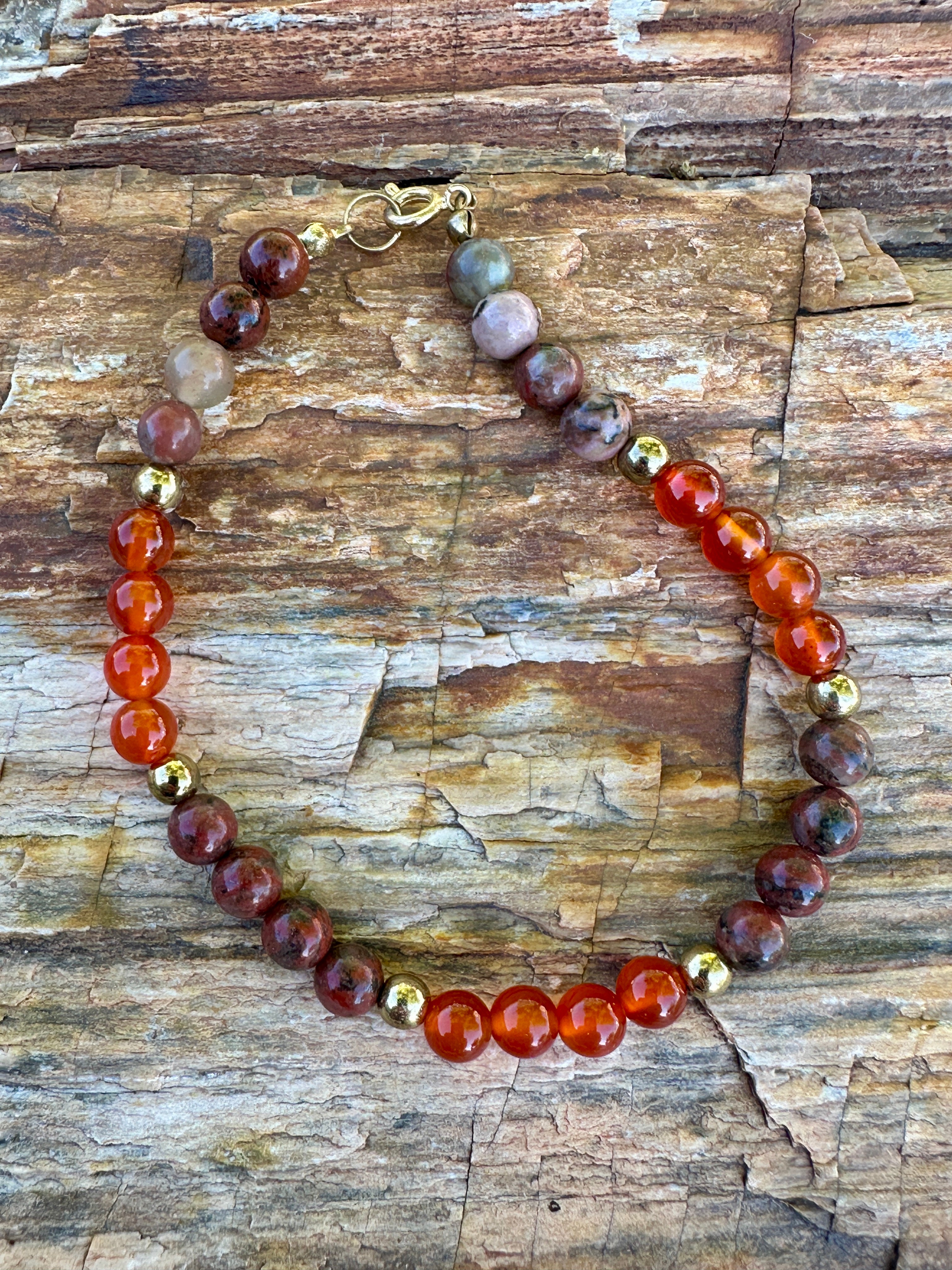 Orange & Multi Color Carnelian Agate Bracelet