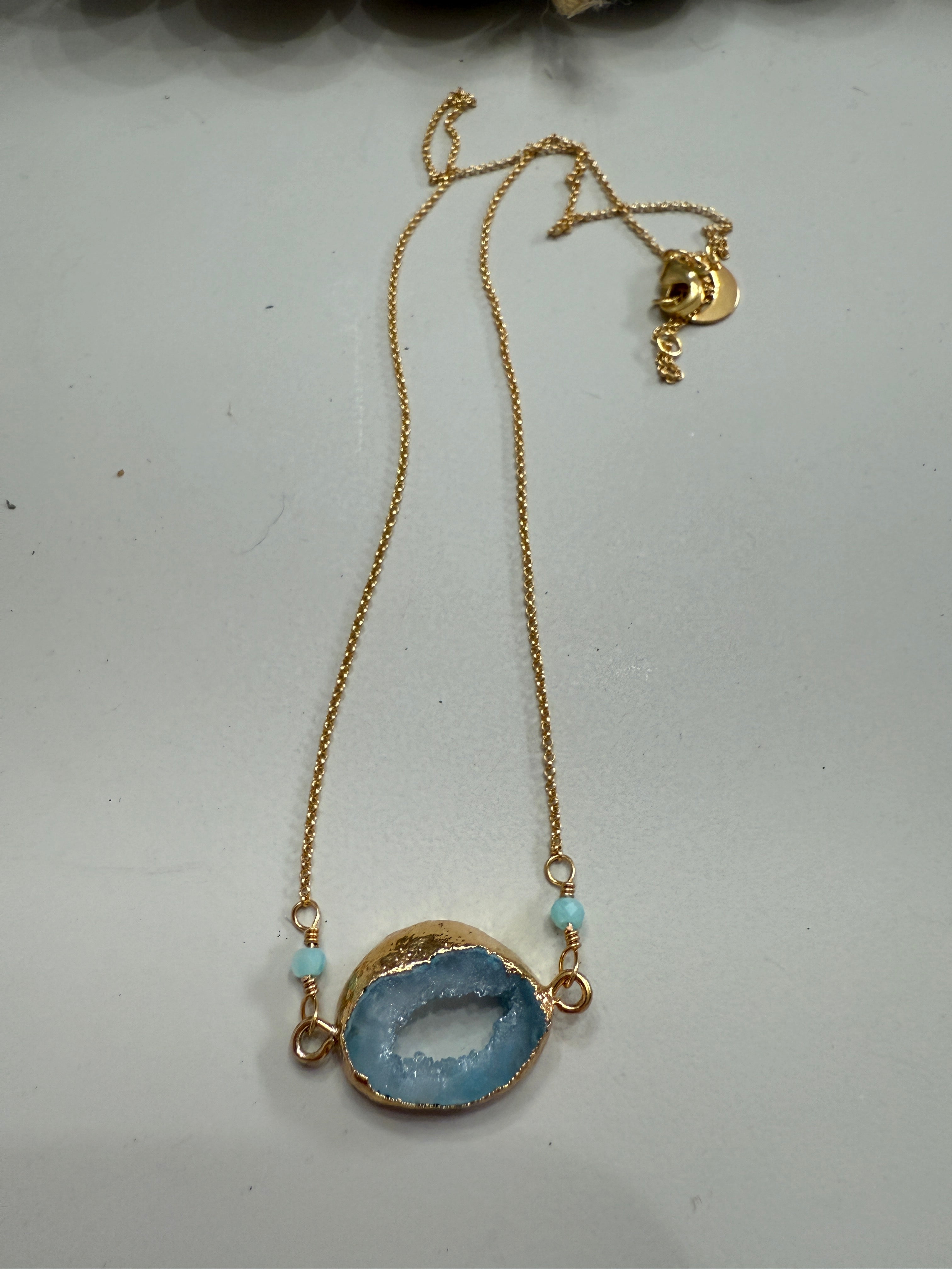 “The Golden Collection” Geo Necklace Handmade Gold Plated Agate Necklace